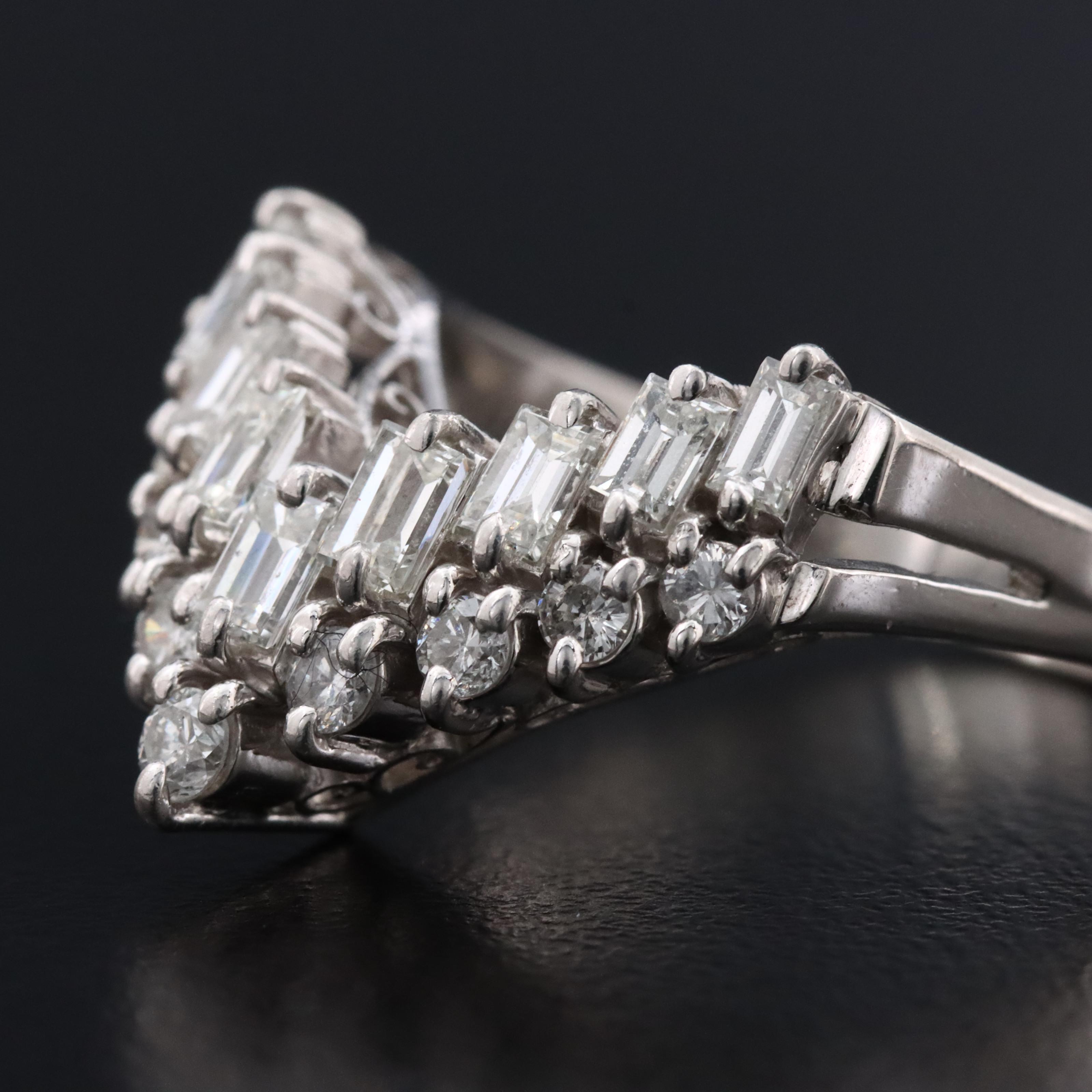 Platinum 1.00 CTW Diamond Chevron Ring