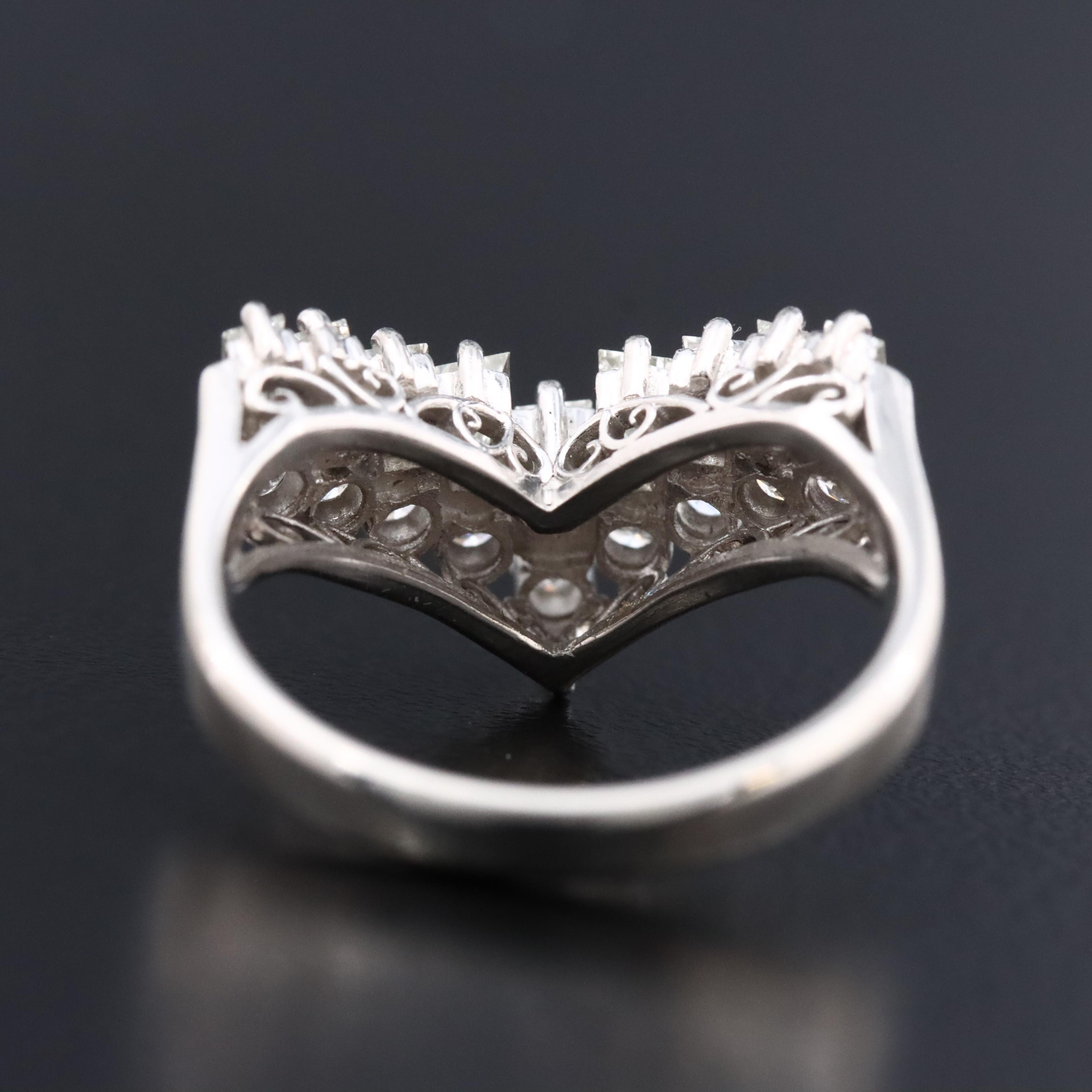 Platinum 1.00 CTW Diamond Chevron Ring