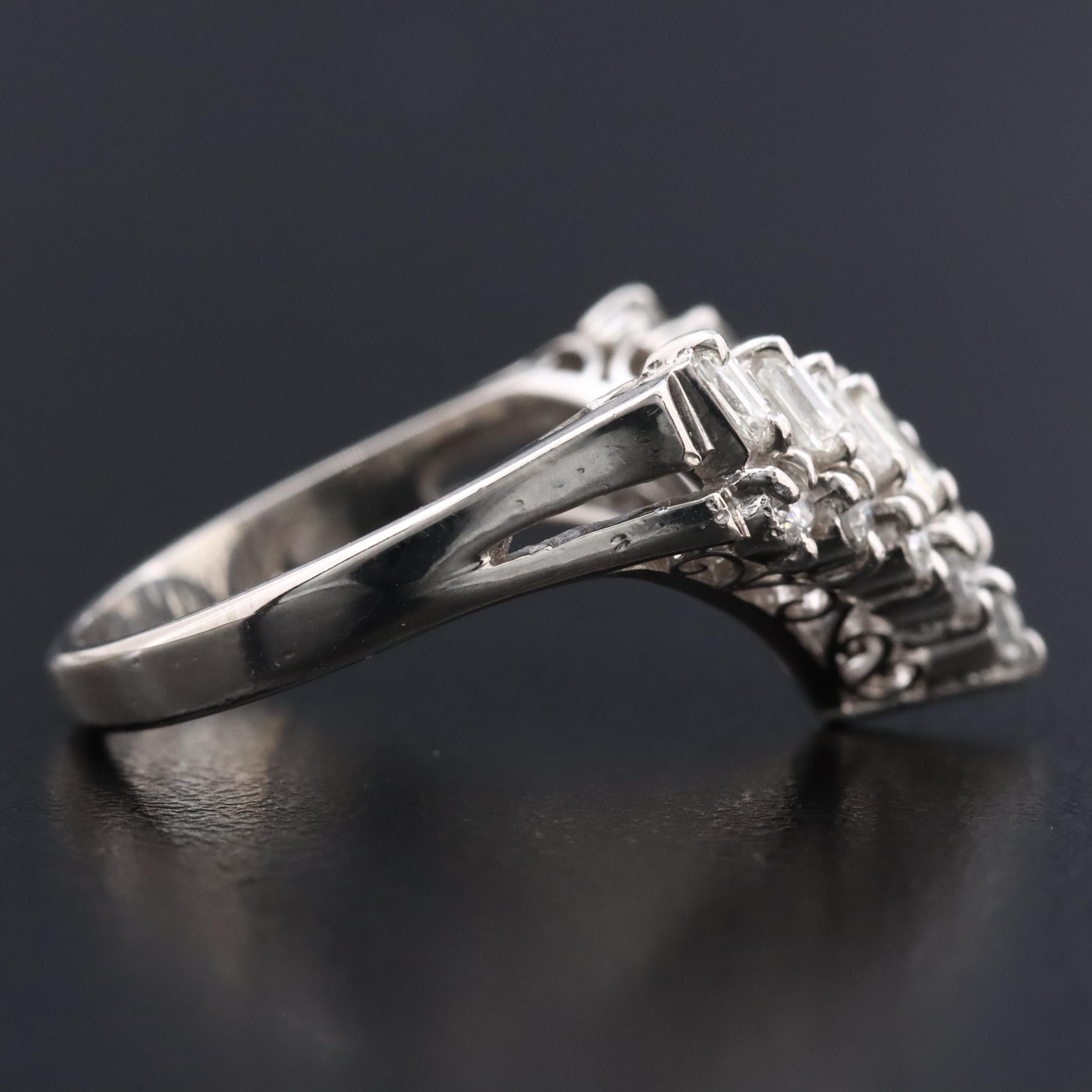 Platinum 1.00 CTW Diamond Chevron Ring