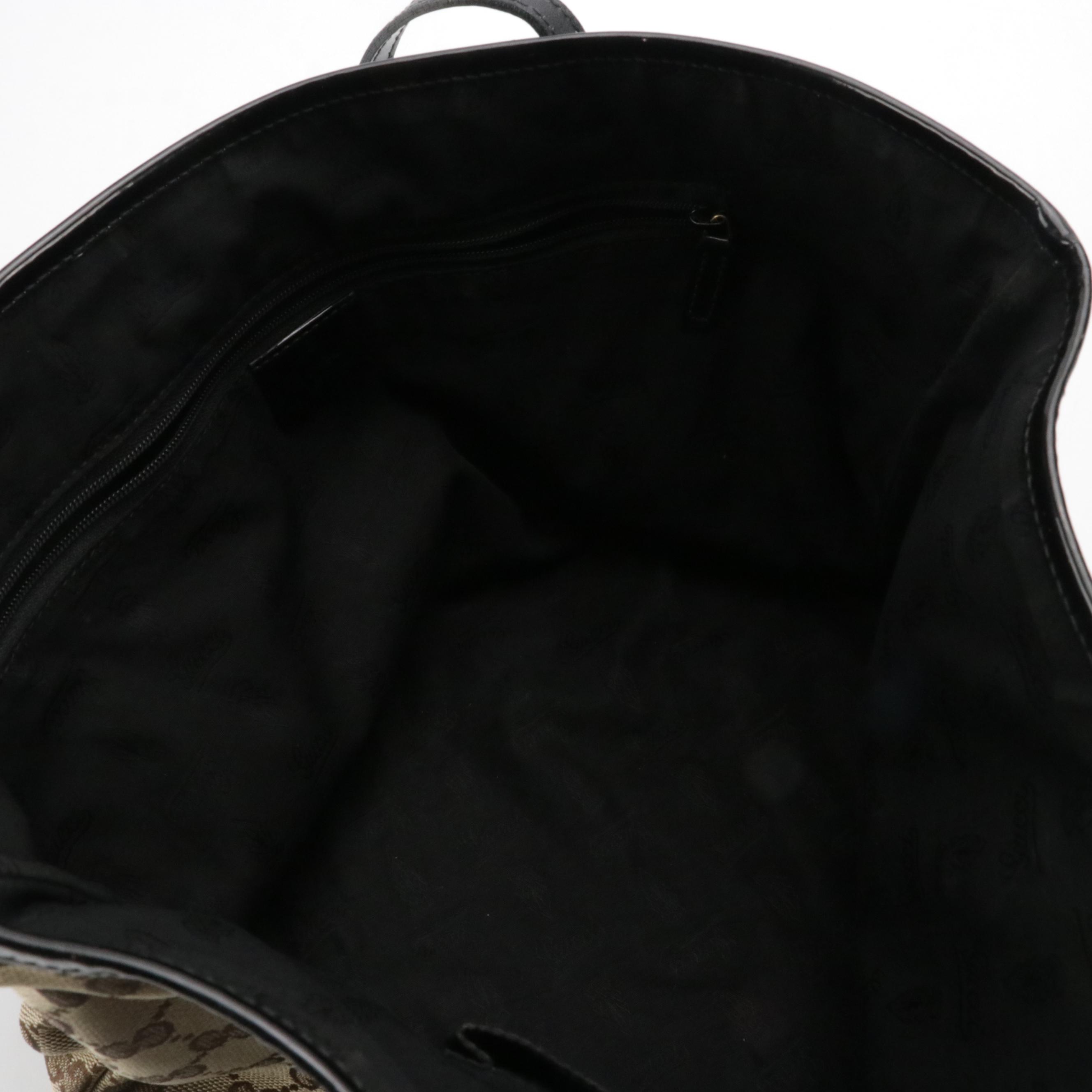 Gucci Jolie Tote in GG Canvas with Patent Leather Trim and Charms