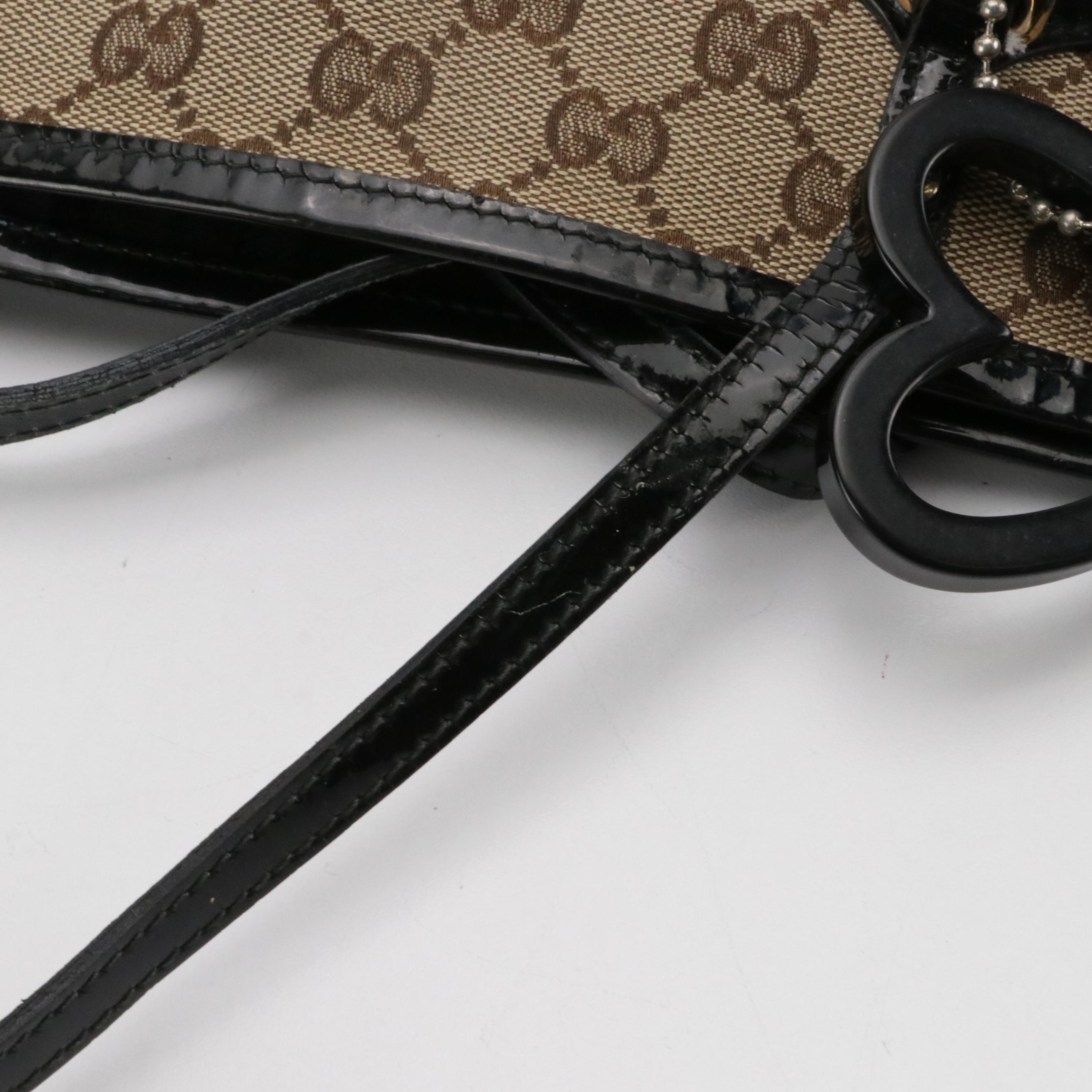 Gucci Jolie Tote in GG Canvas with Patent Leather Trim and Charms
