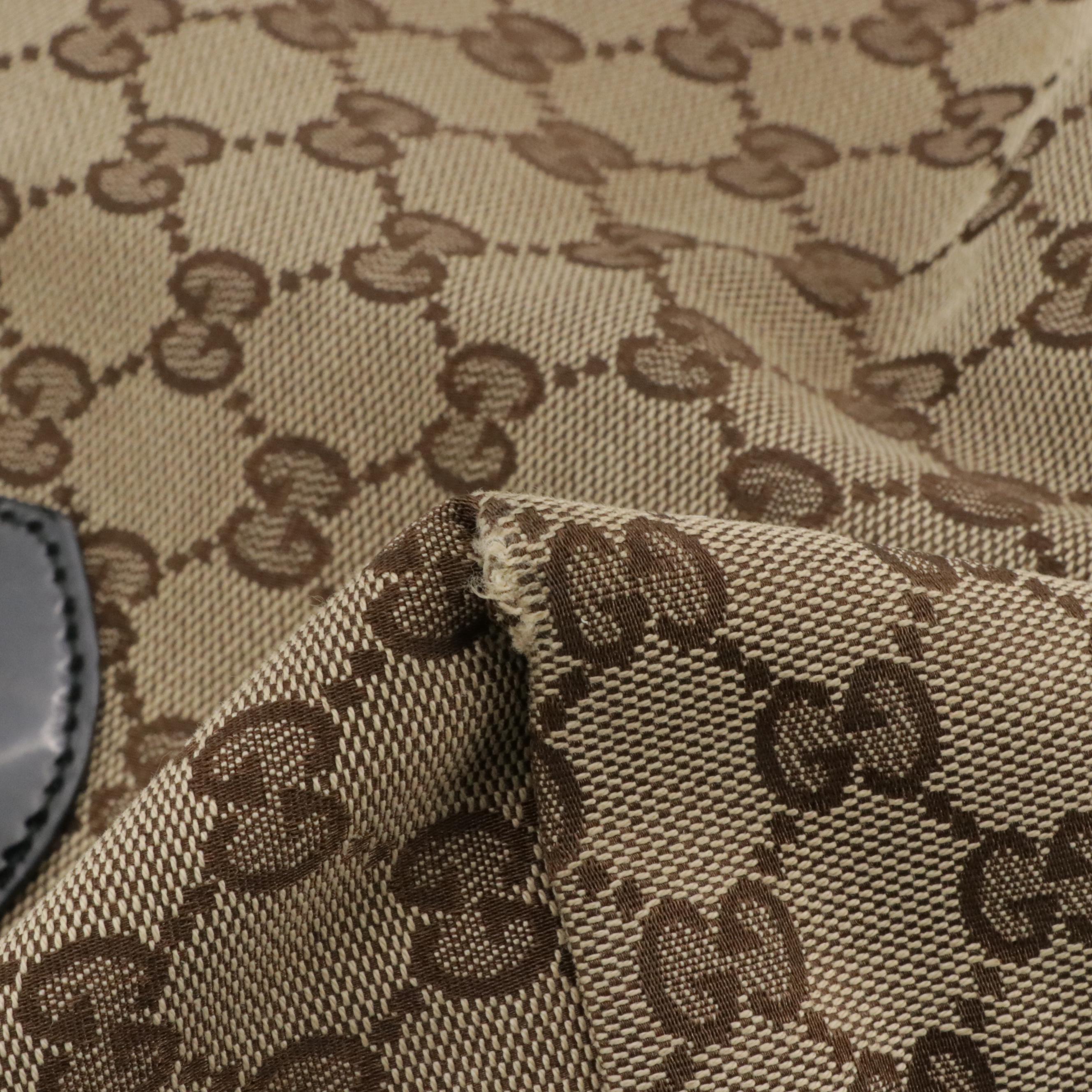 Gucci Jolie Tote in GG Canvas with Patent Leather Trim and Charms