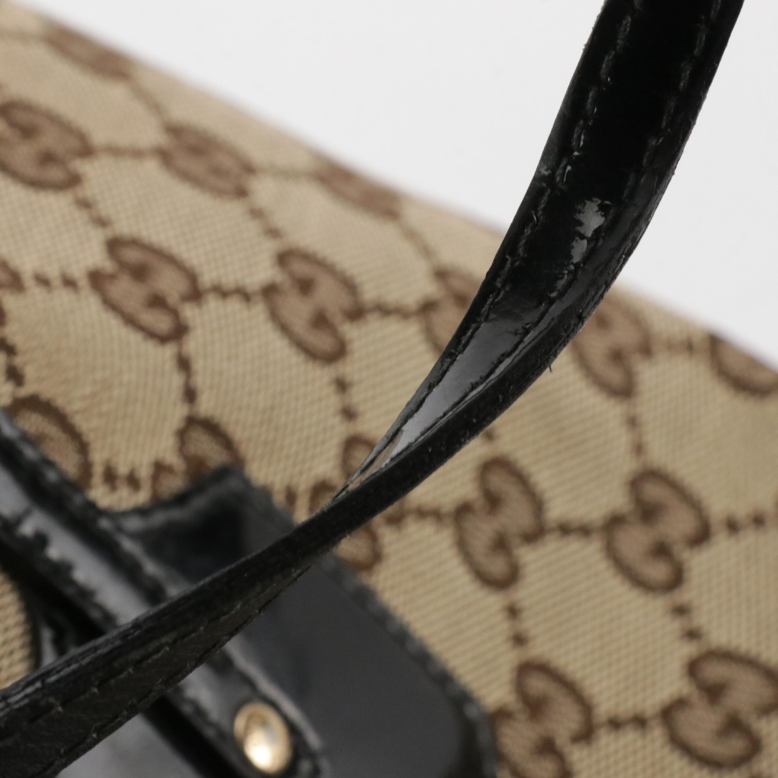 Gucci Jolie Tote in GG Canvas with Patent Leather Trim and Charms