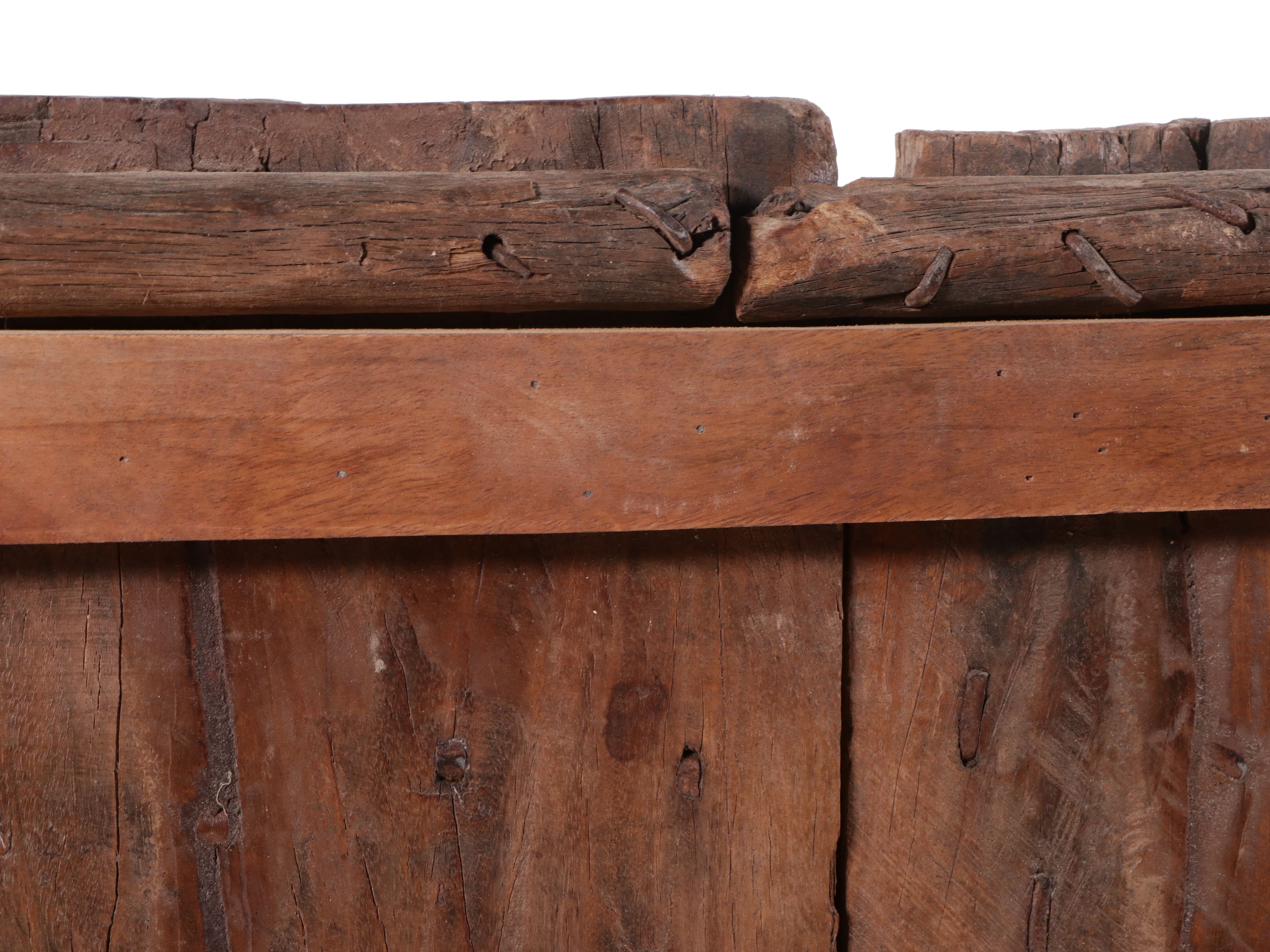 Reclaimed Indian Carved Wood Double Doors on Metal Stand