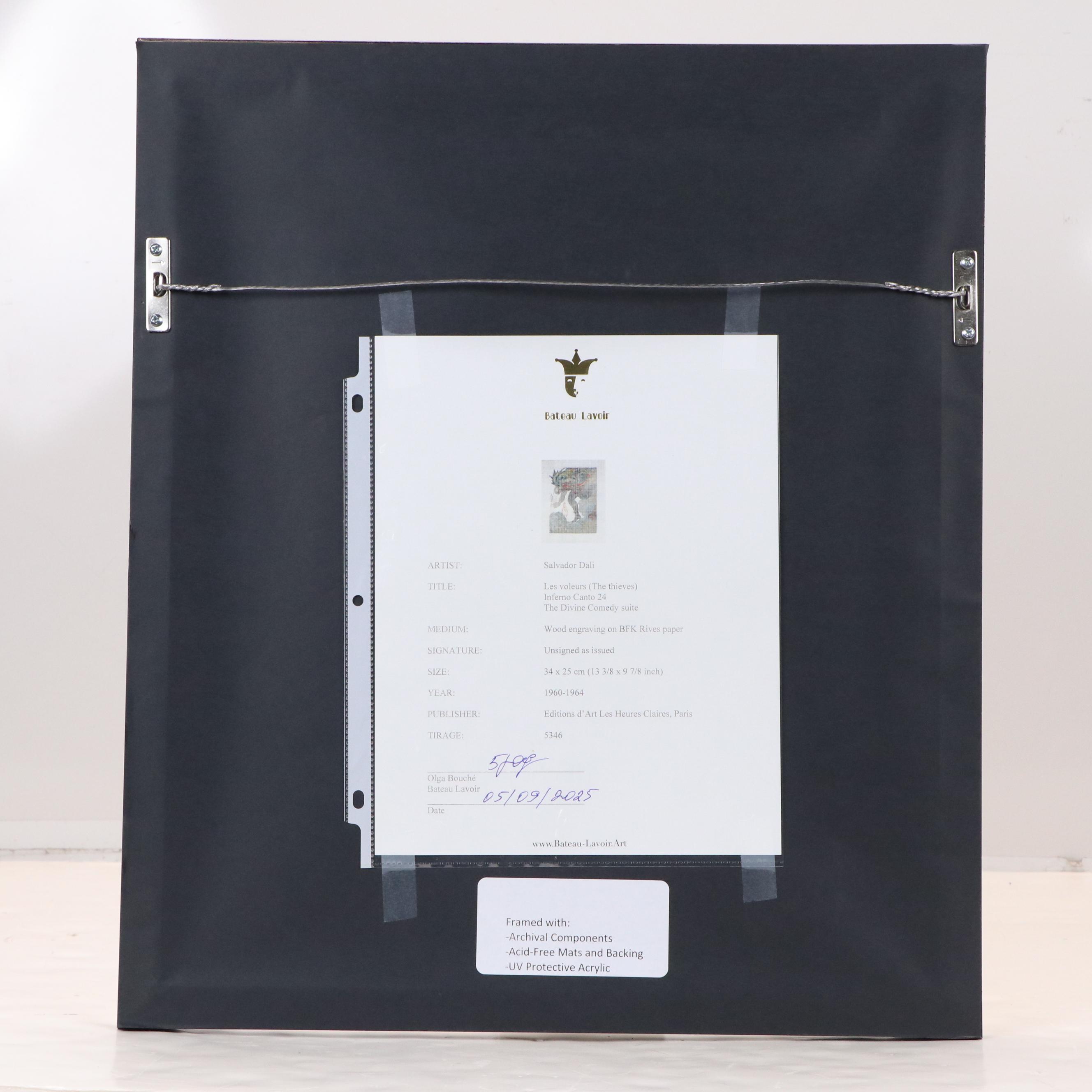 Salvador Dali Wood Engraving "Les voleurs," 1960–1964