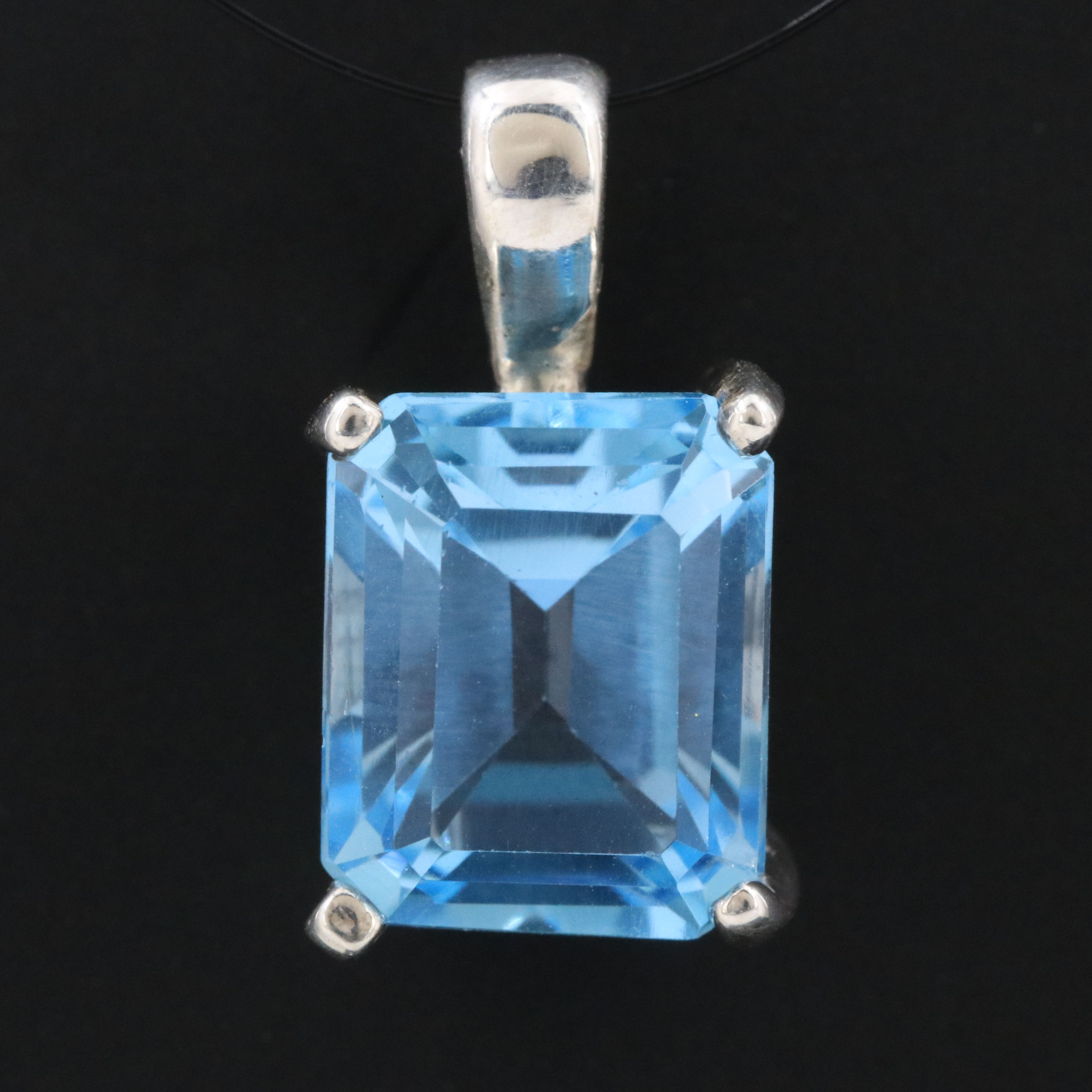 Sterling Swiss Blue Topaz Pendant