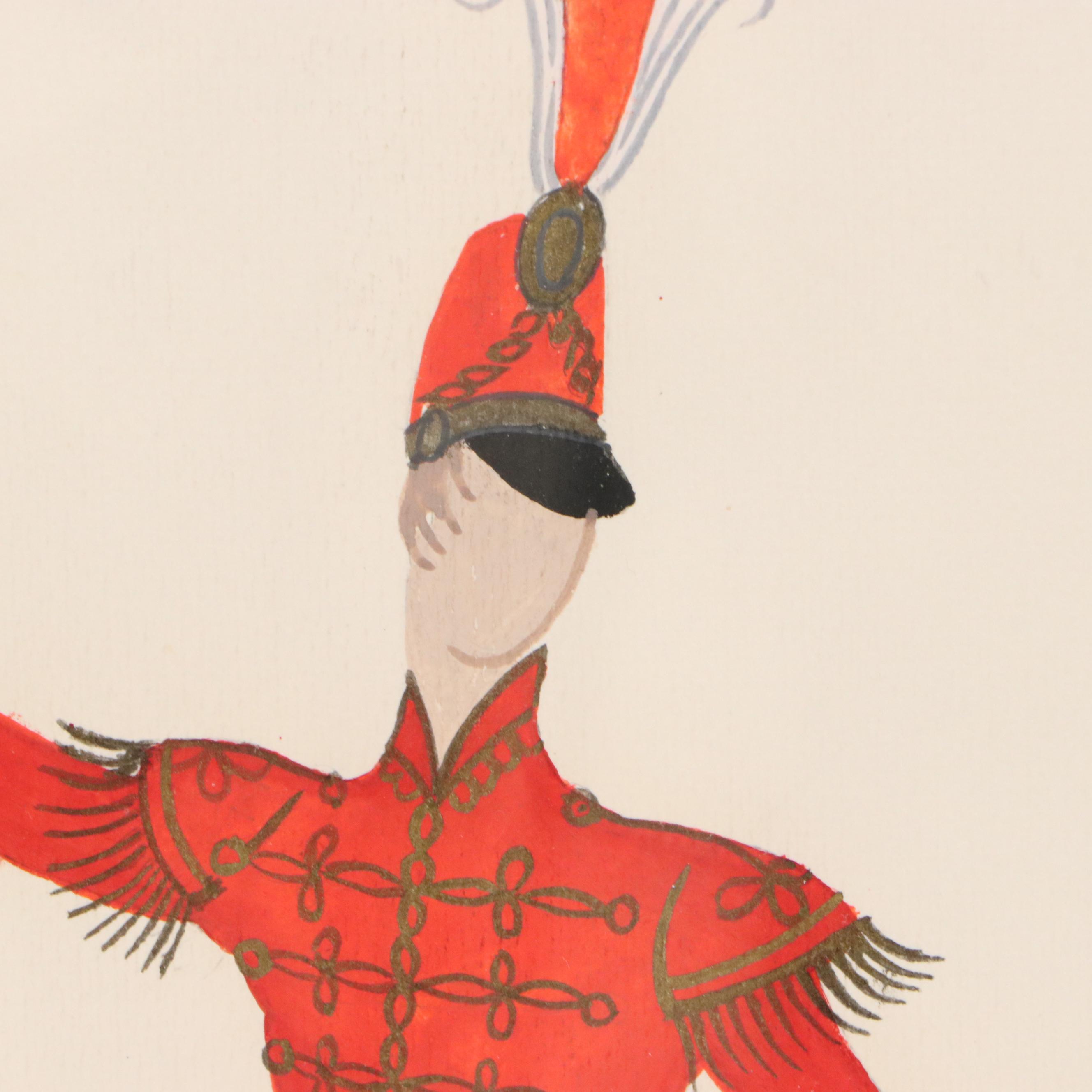 Erté Gouache Painting of Majorette Costume