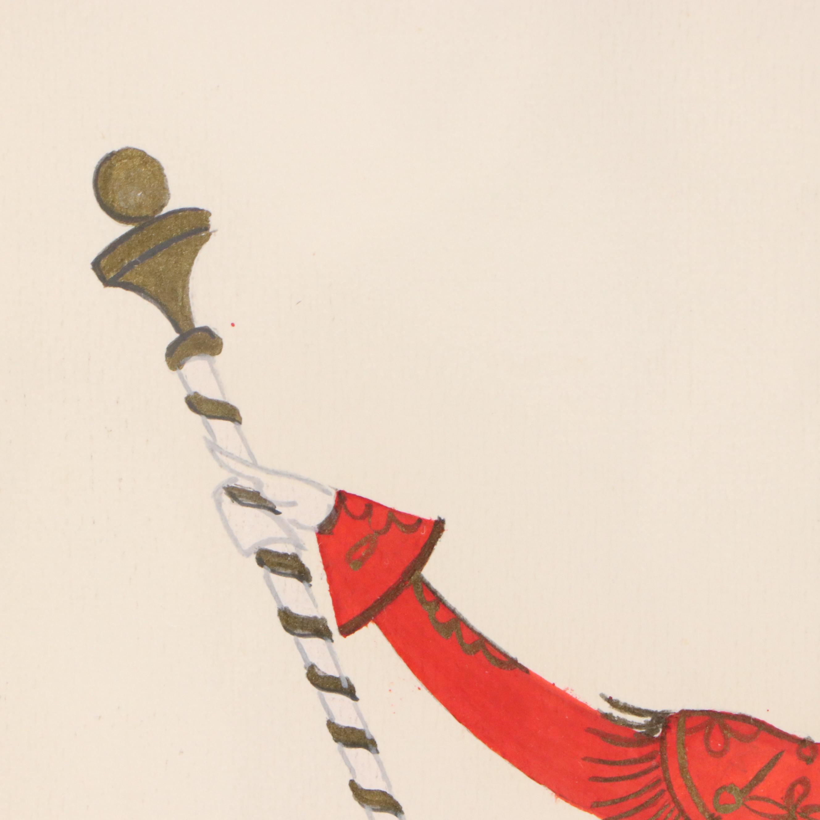 Erté Gouache Painting of Majorette Costume