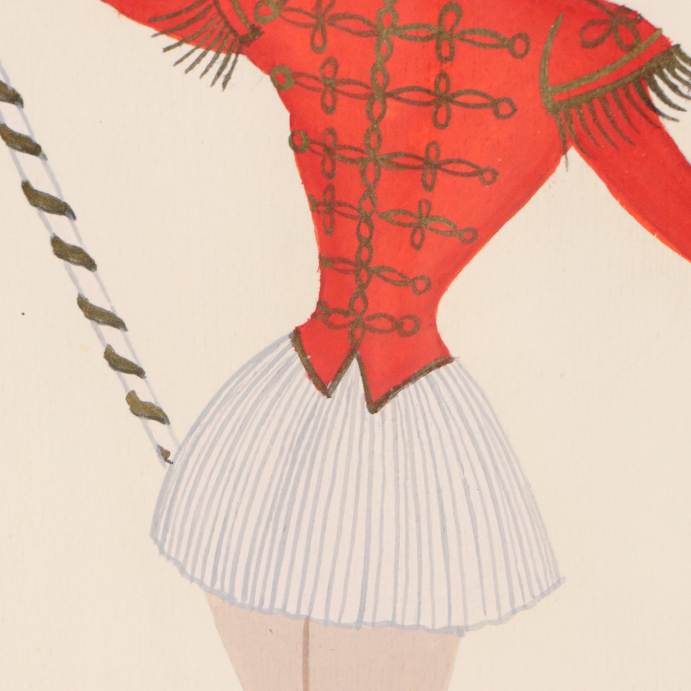 Erté Gouache Painting of Majorette Costume