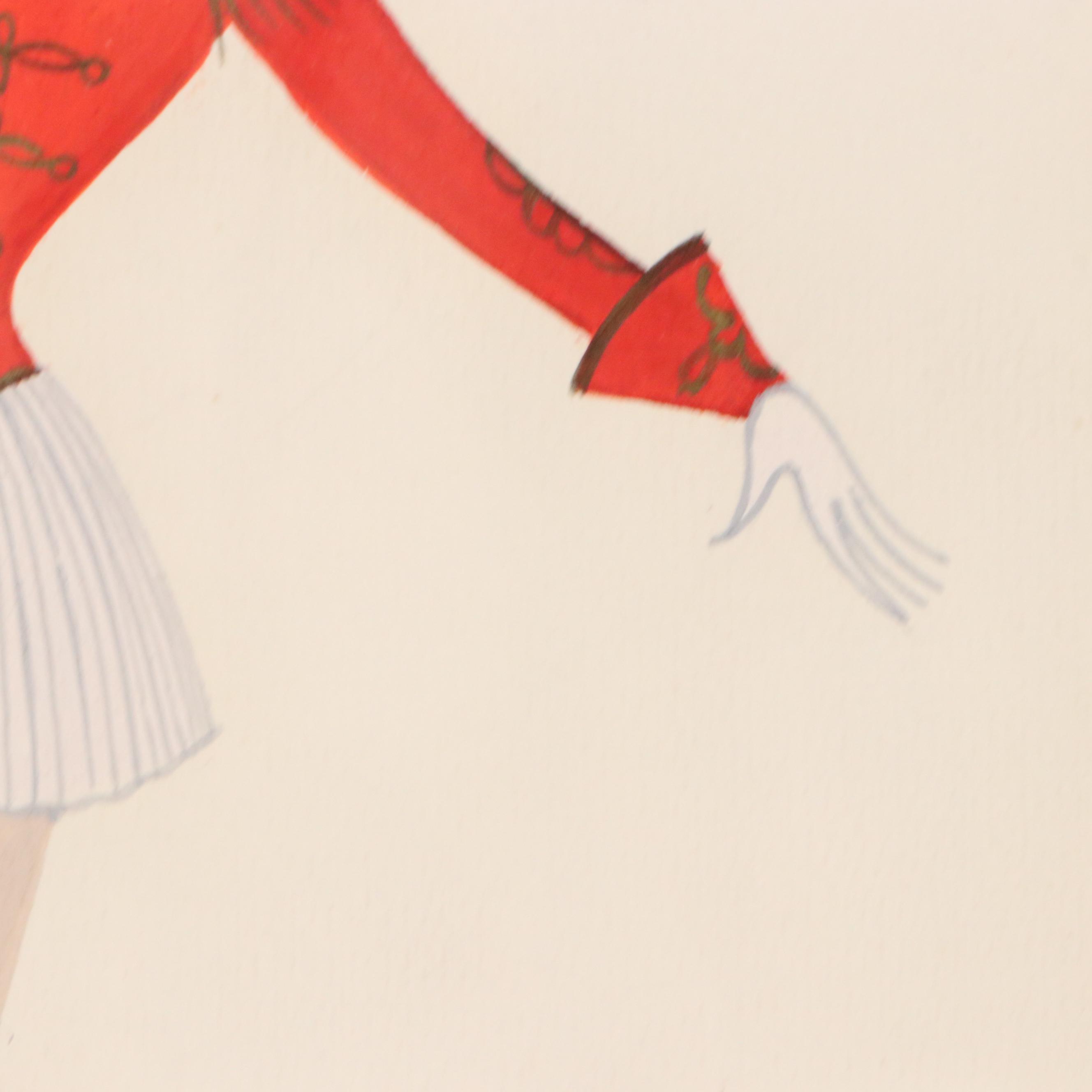 Erté Gouache Painting of Majorette Costume
