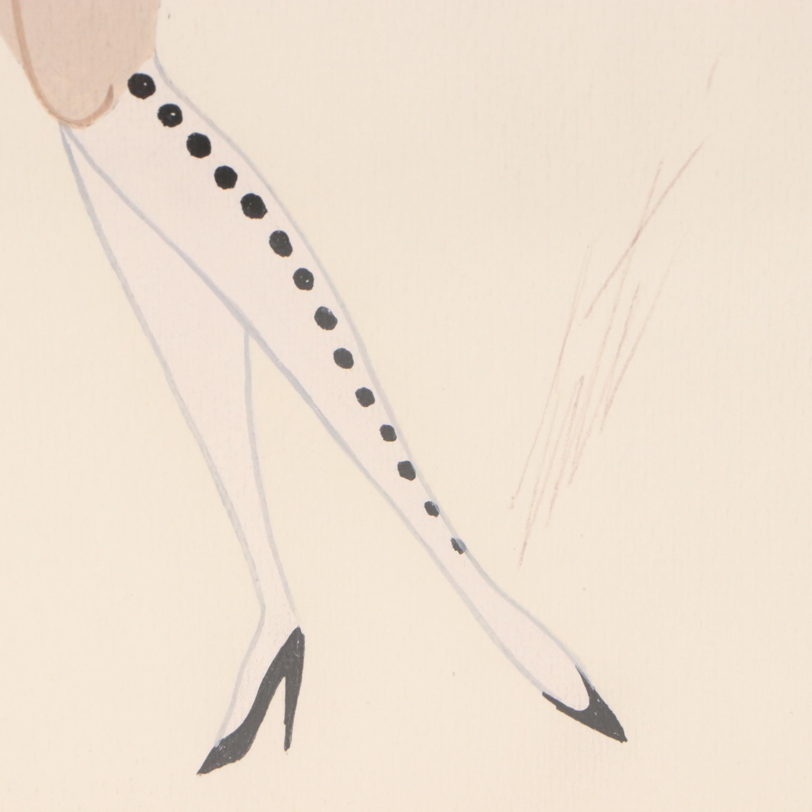 Erté Gouache Painting of Majorette Costume