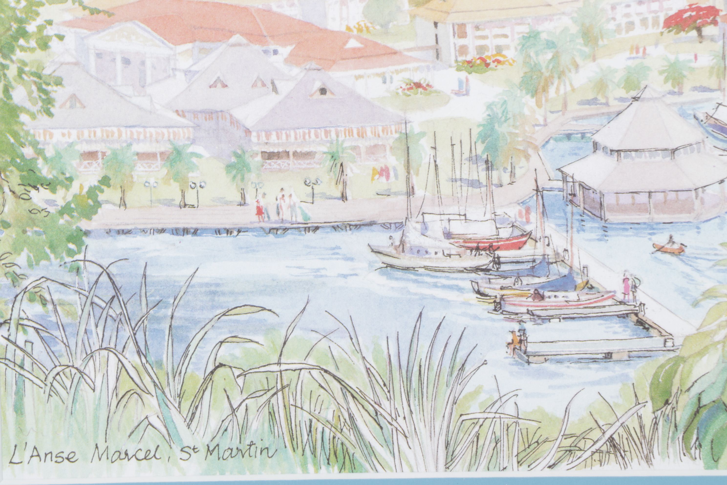 Offset Lithograph After Jill Walker "L'Anse Marcel, St. Martin"