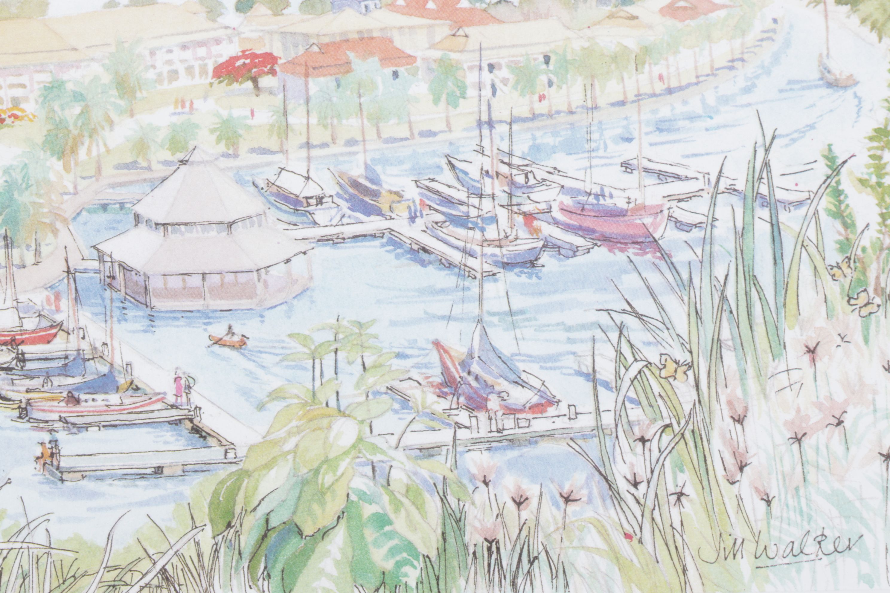 Offset Lithograph After Jill Walker "L'Anse Marcel, St. Martin"