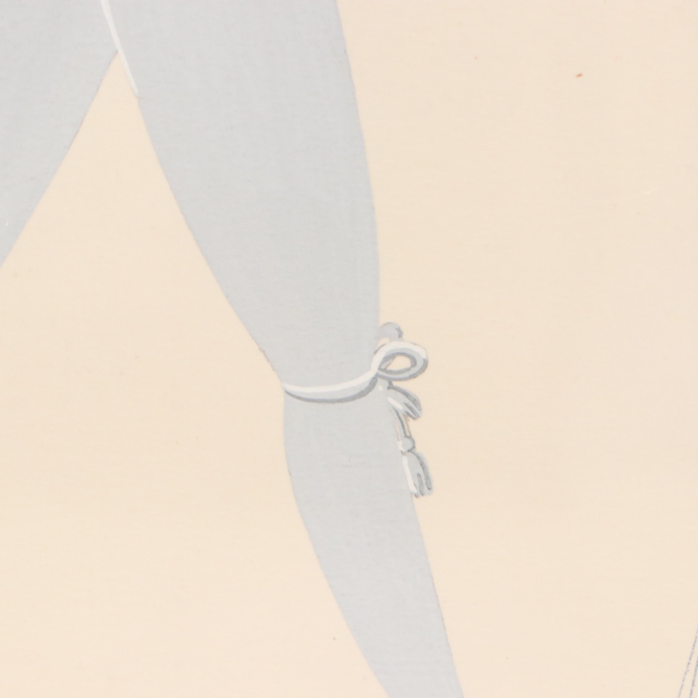 Attributed to Erté Gouache Painting of Man's Dance Costume