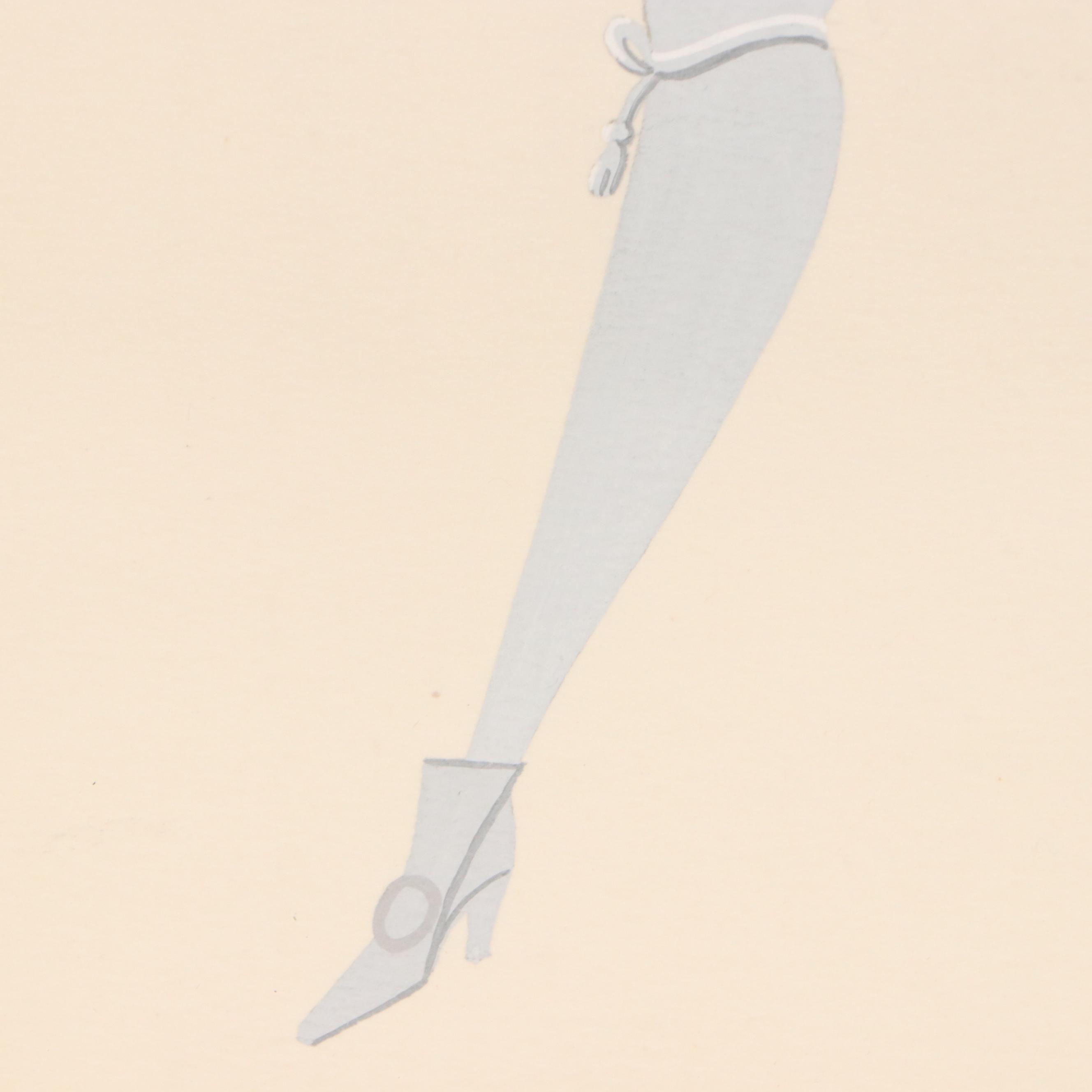 Attributed to Erté Gouache Painting of Man's Dance Costume