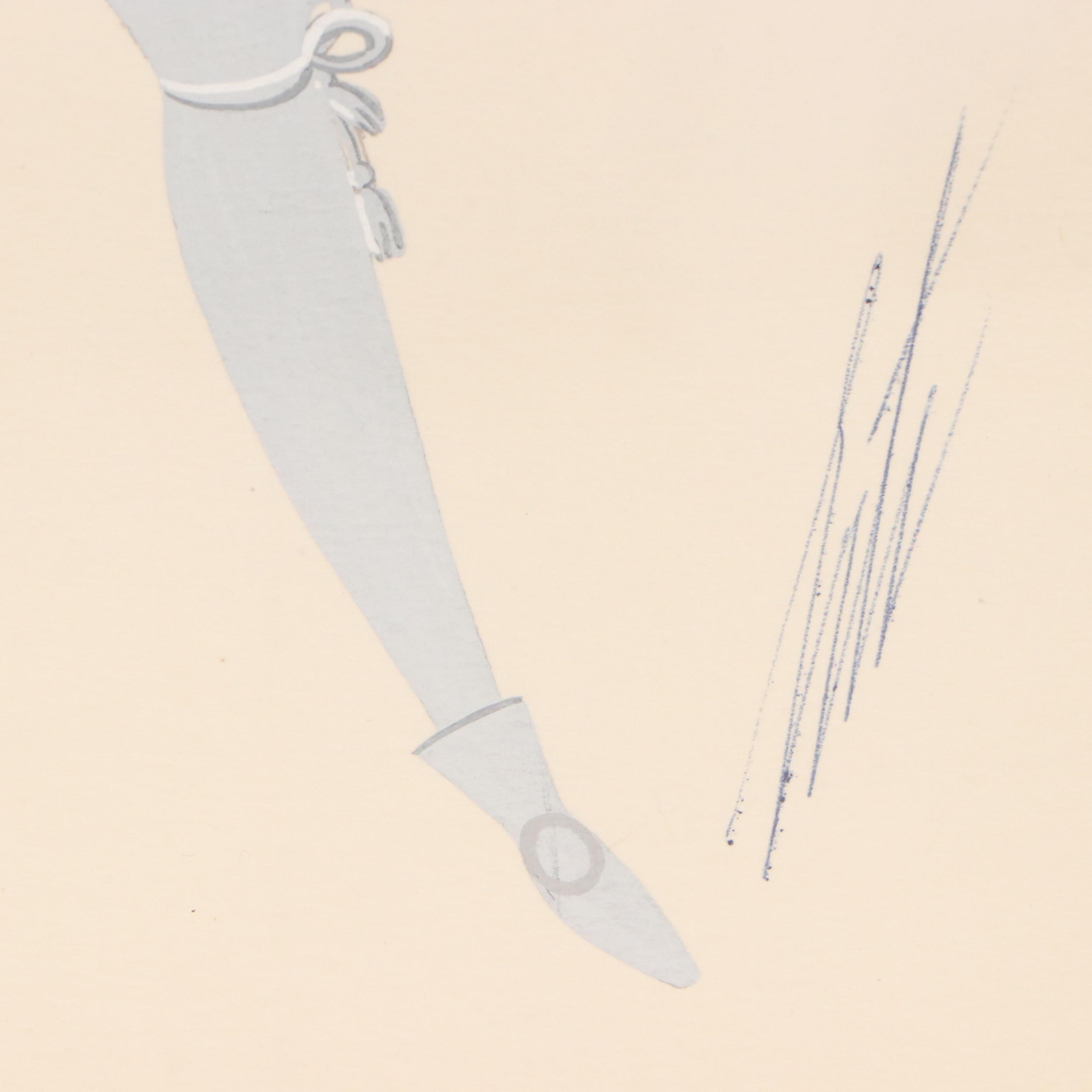 Attributed to Erté Gouache Painting of Man's Dance Costume