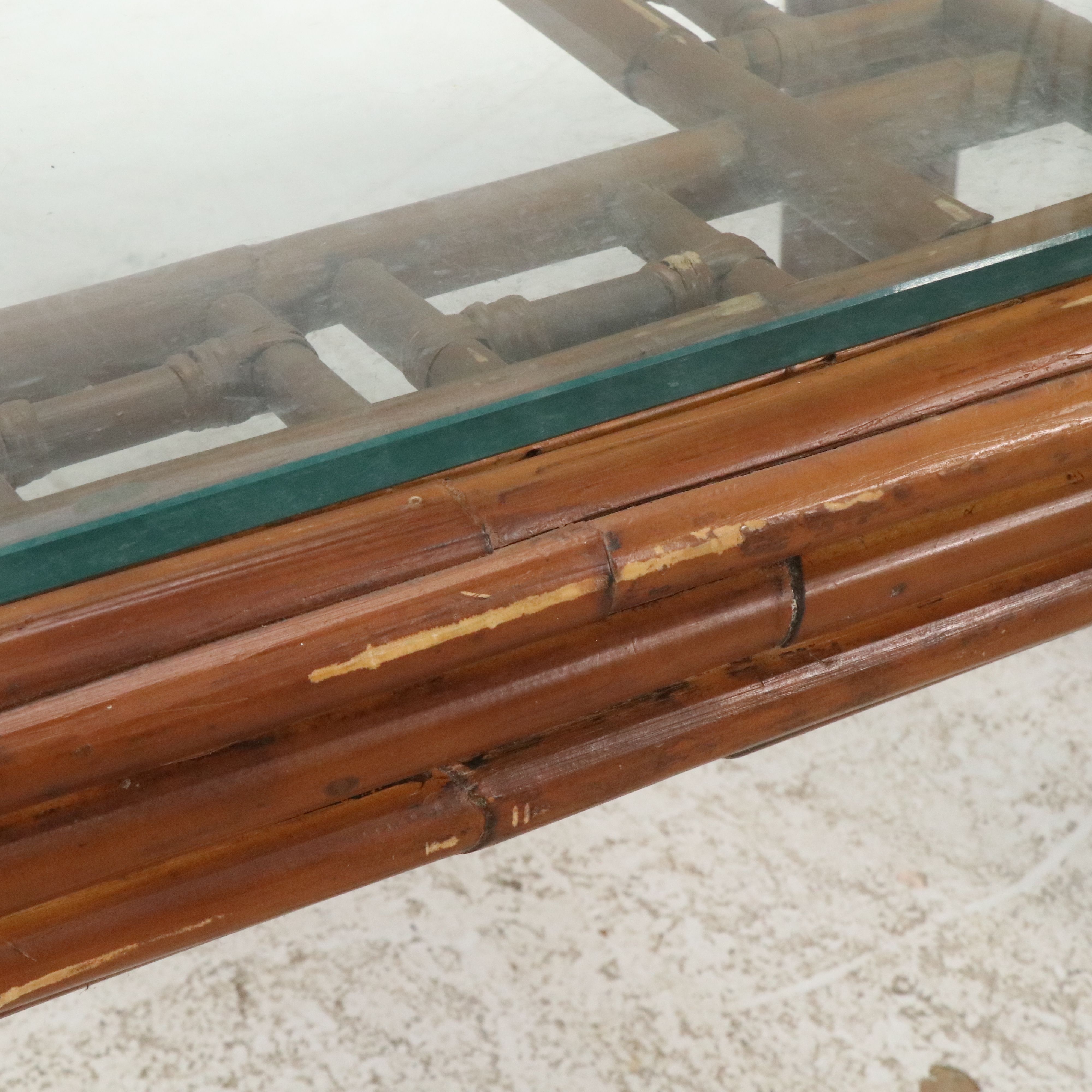 Bamboo Turned Glass-Top Dining Table