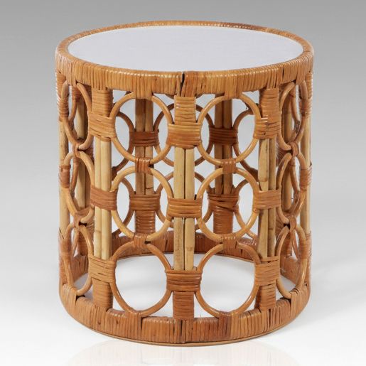 Wicker and Rattan Accent Table with Laminate Top