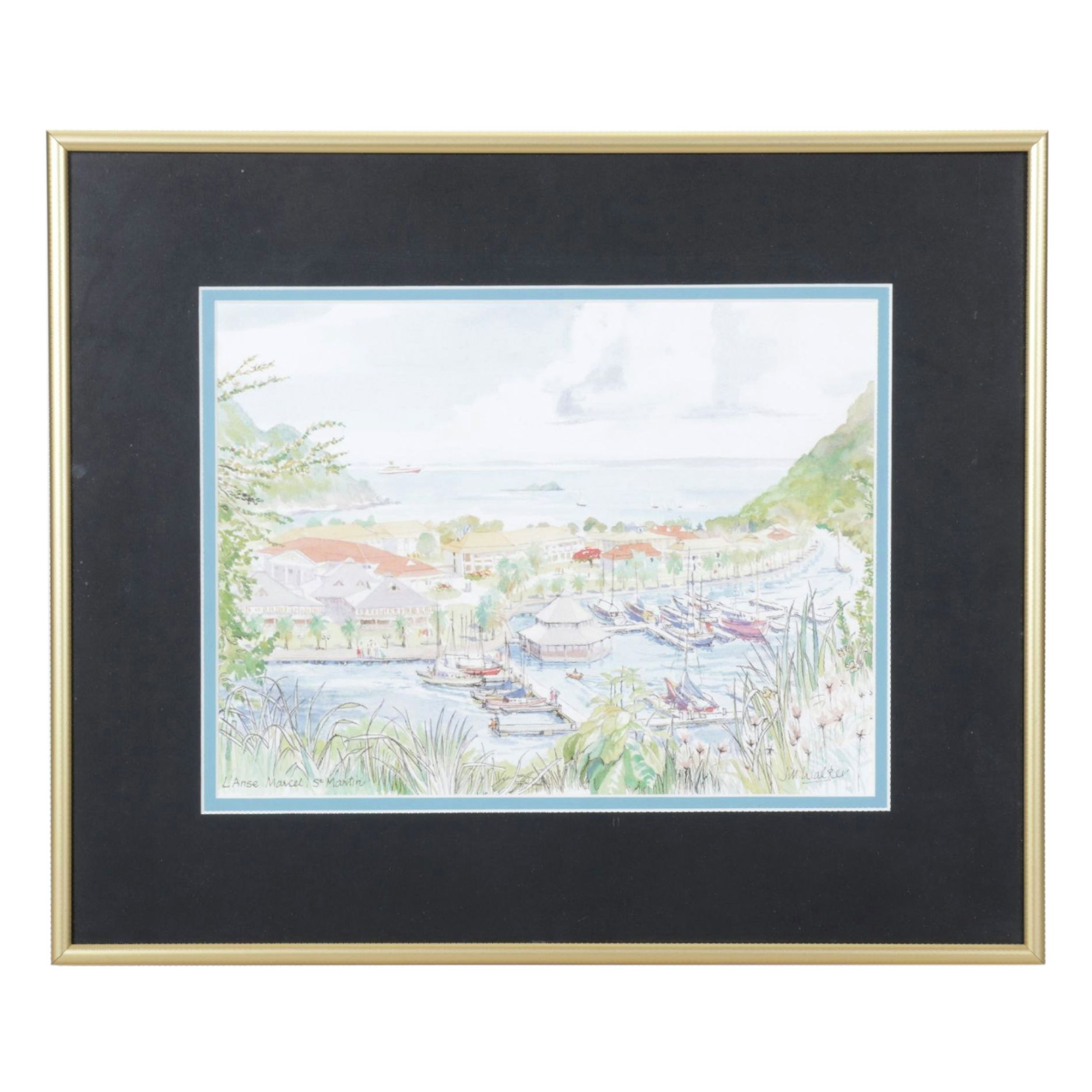 Offset Lithograph After Jill Walker "L'Anse Marcel, St. Martin"