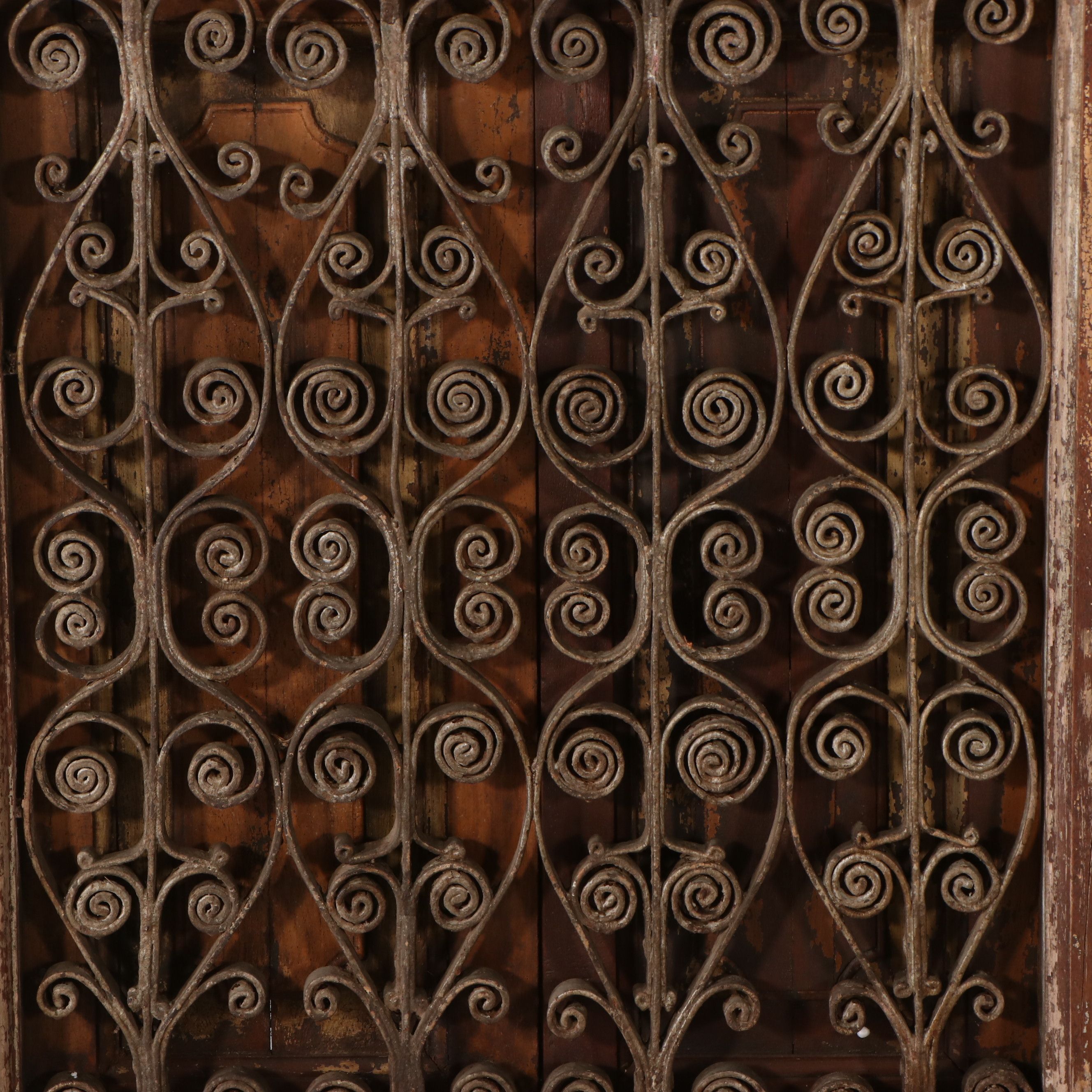 Moroccan Style Architectural Salvage Wrought Iron and Wood Window