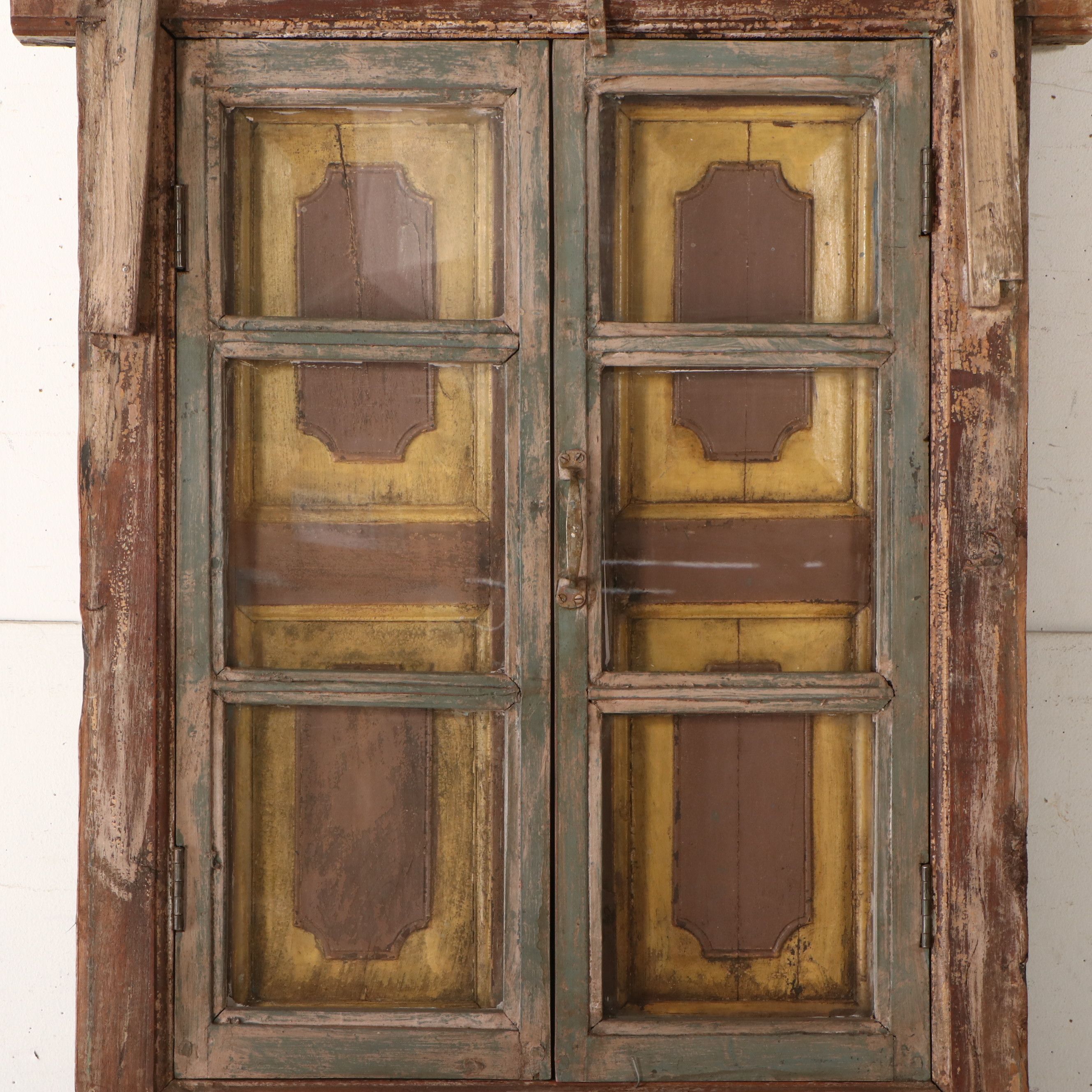Moroccan Style Architectural Salvage Wrought Iron and Wood Window