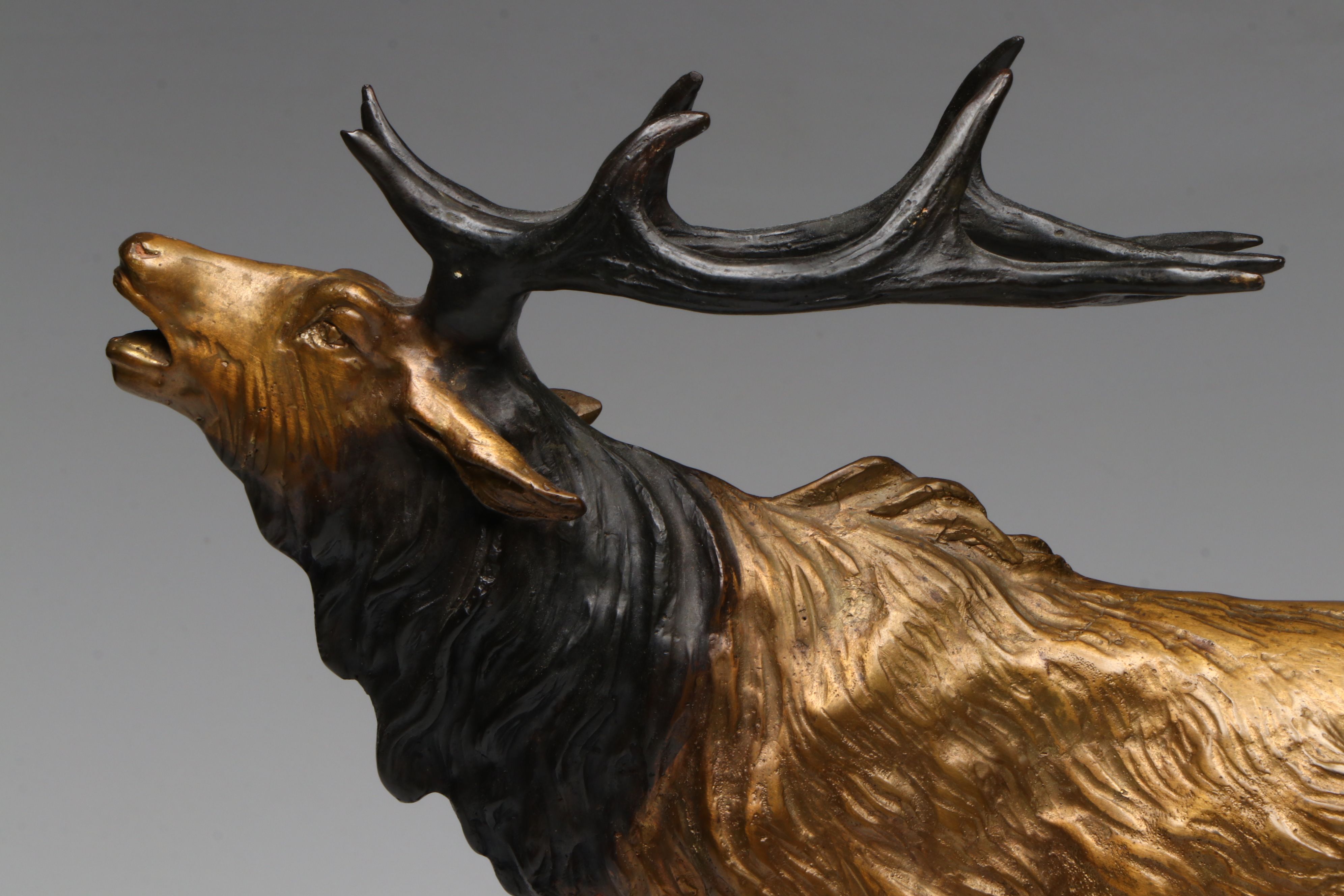 After Pierre-Jules Mêne Elk Brass Sculpture on Marble Base