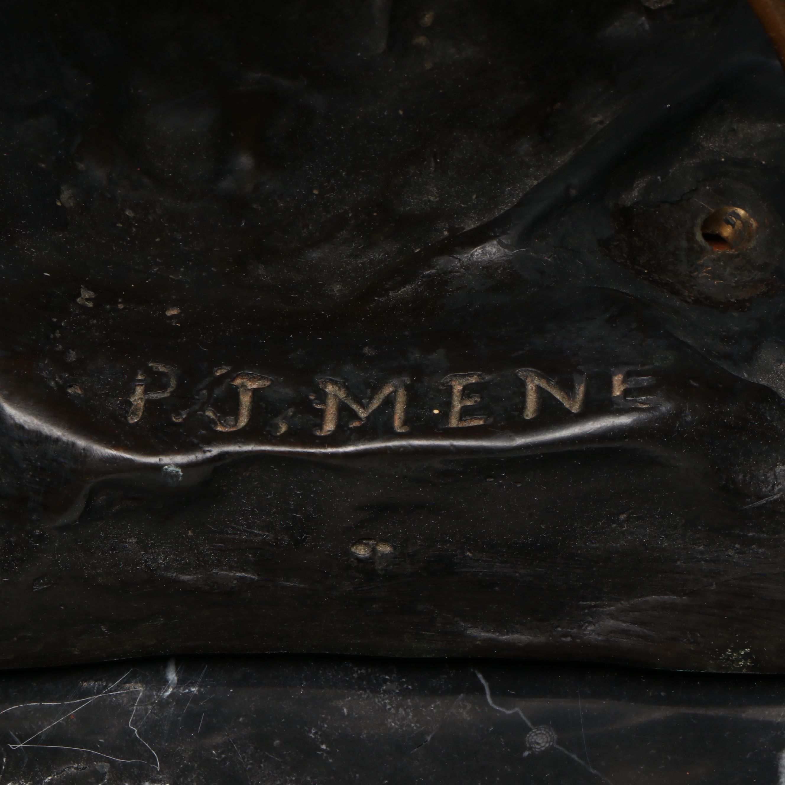 After Pierre-Jules Mêne Elk Brass Sculpture on Marble Base