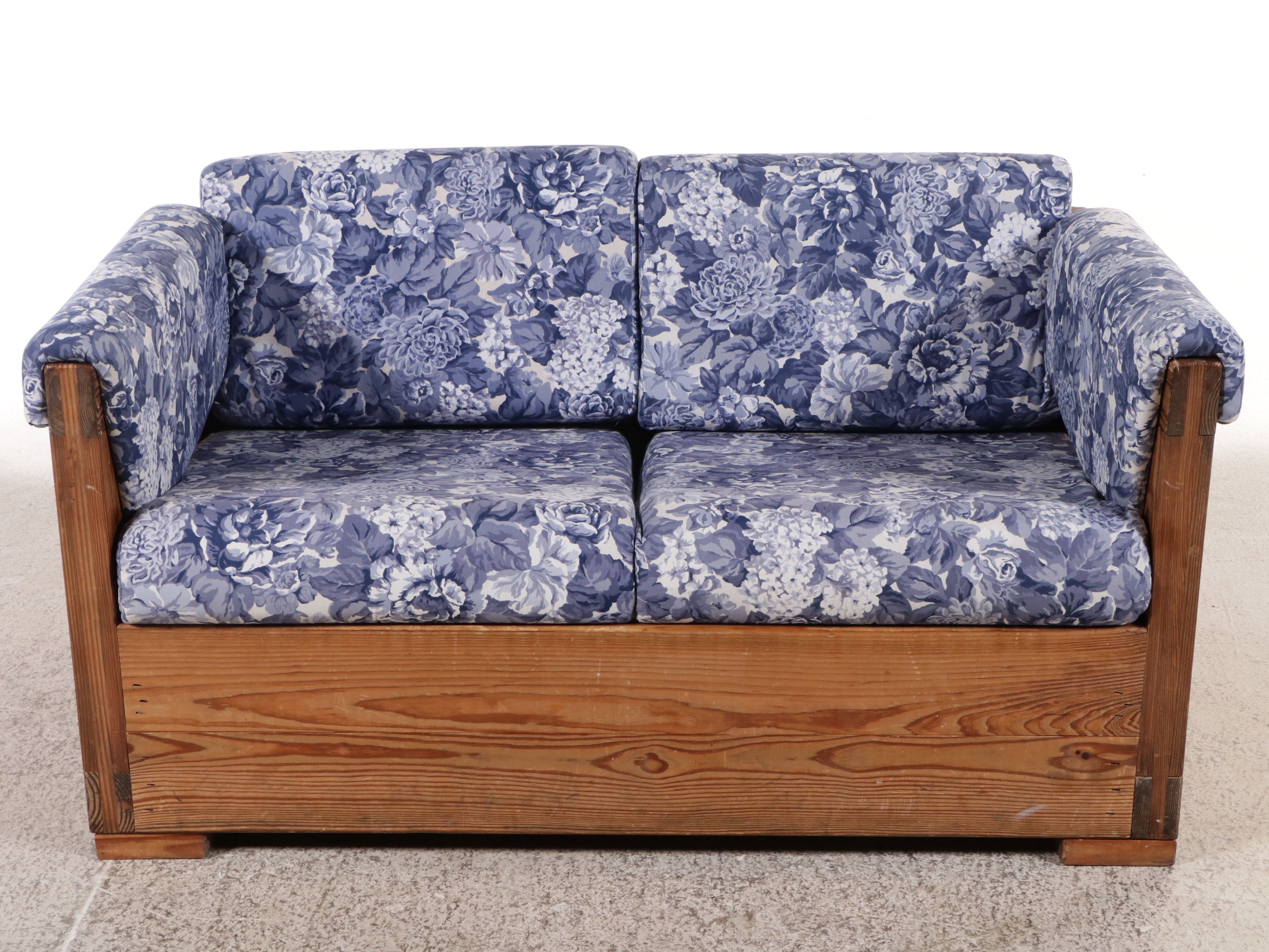 This End Up Upholstered Pine Loveseat and Pair of End Tables