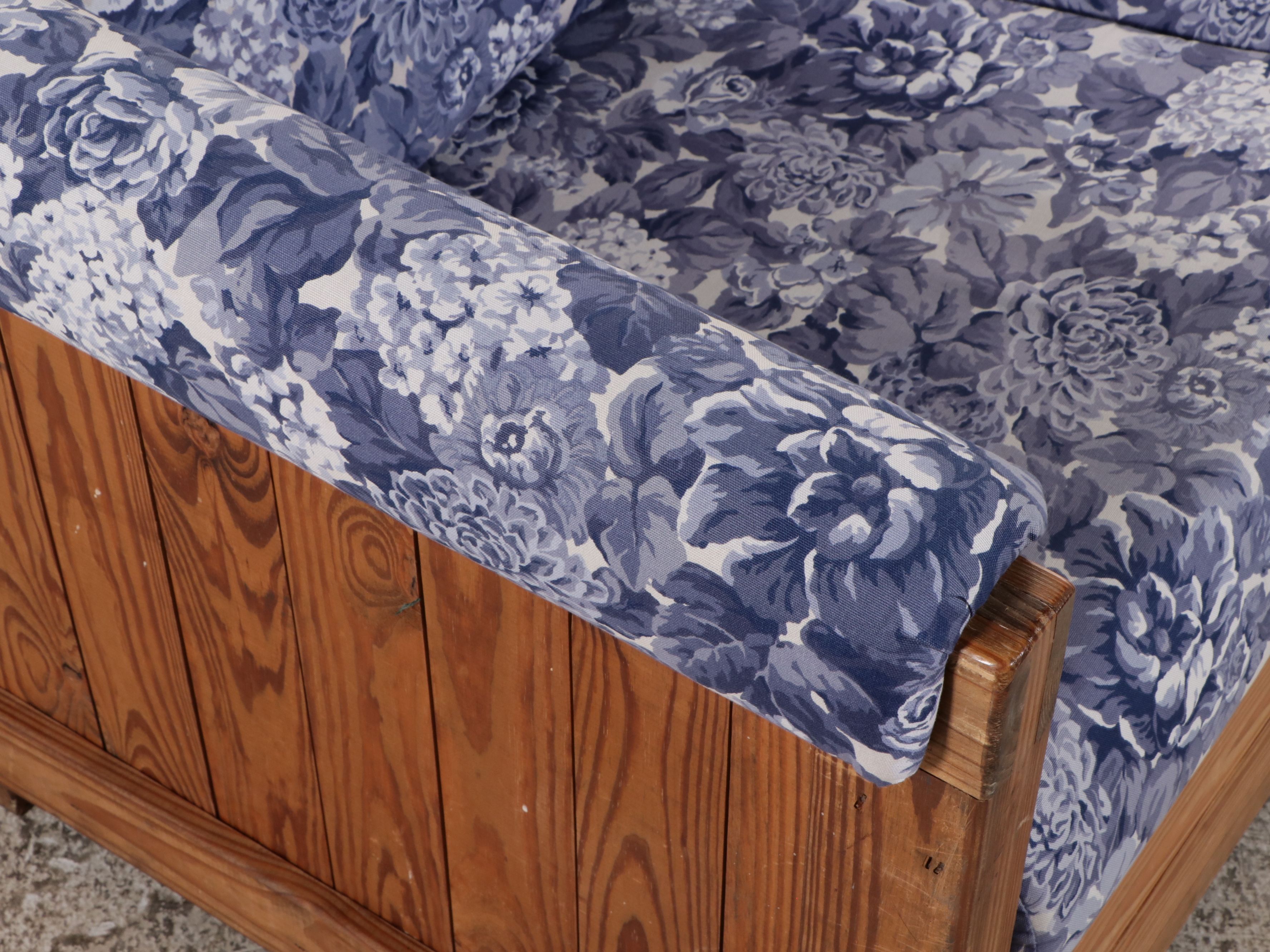 This End Up Upholstered Pine Loveseat and Pair of End Tables