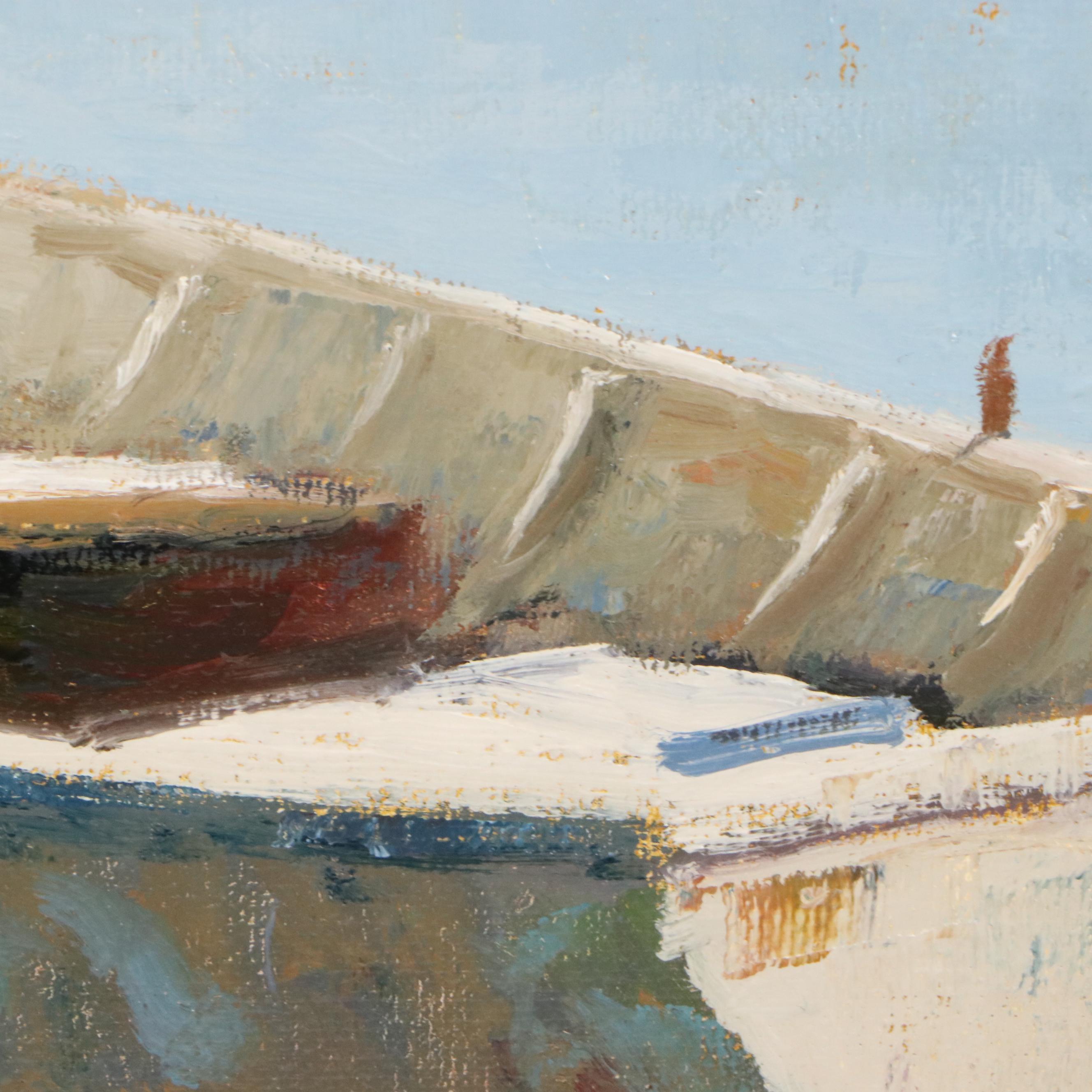 Antonio Vazquez Oil Painting of Boat, 21st Century