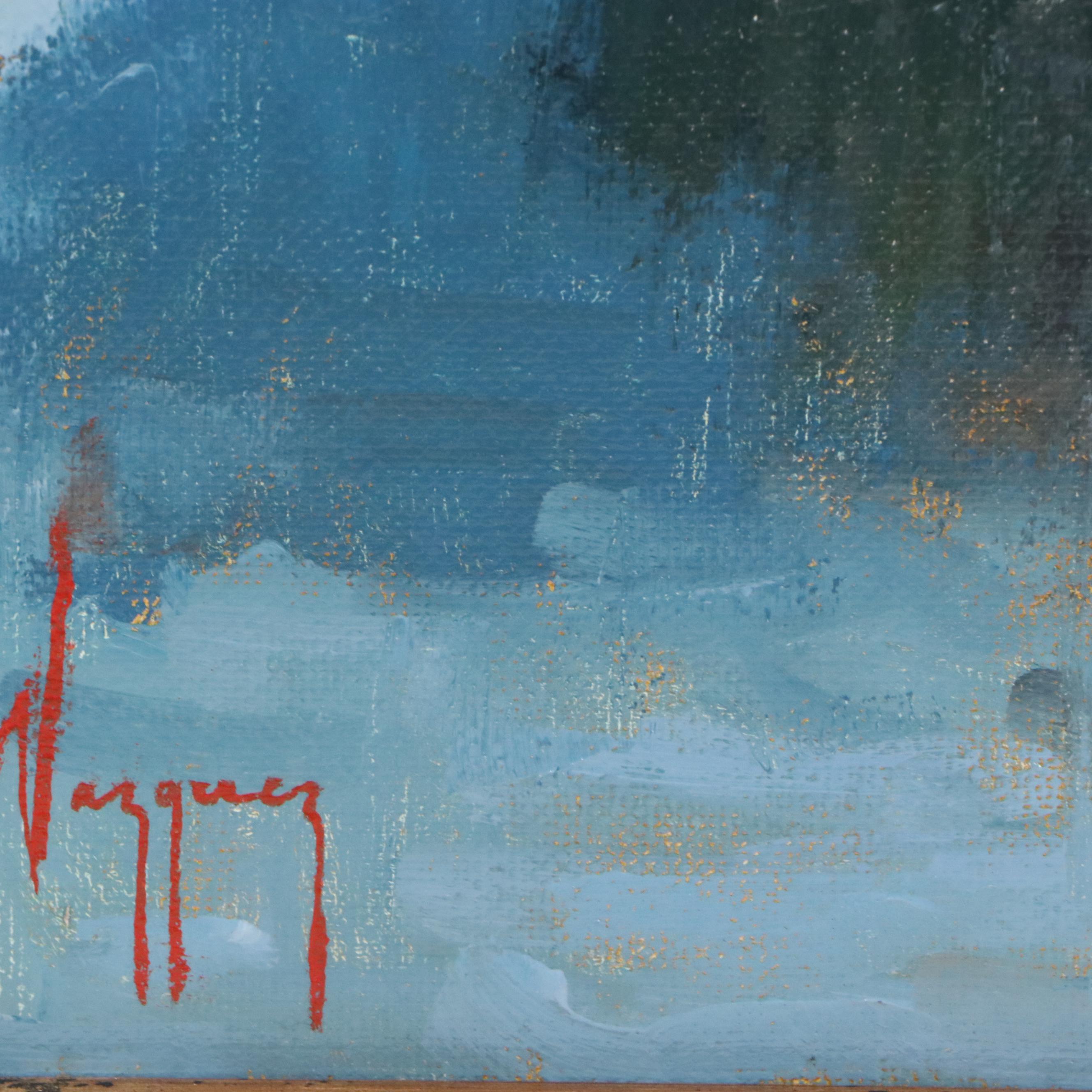 Antonio Vazquez Oil Painting of Boat, 21st Century