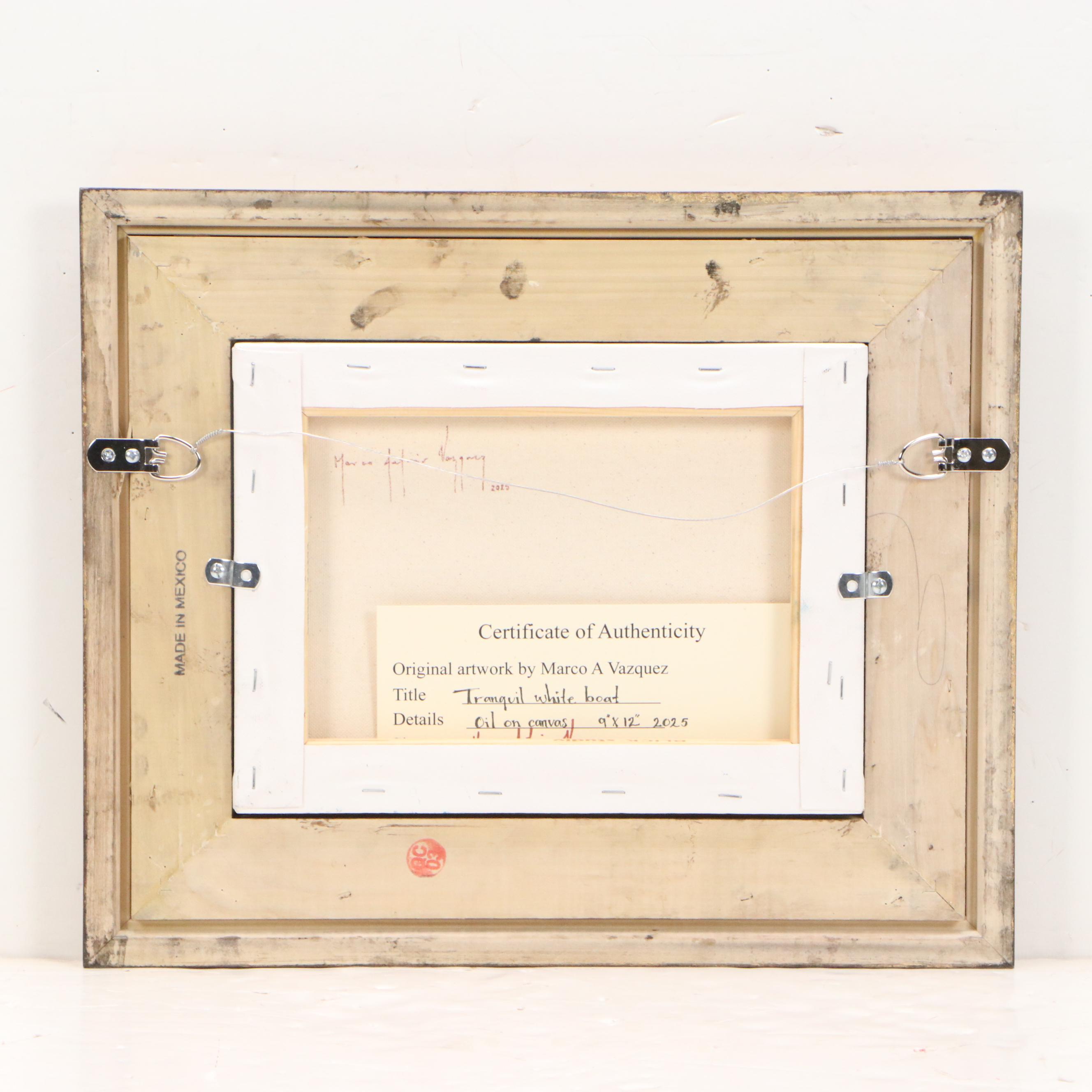 Antonio Vazquez Oil Painting of Boat, 21st Century