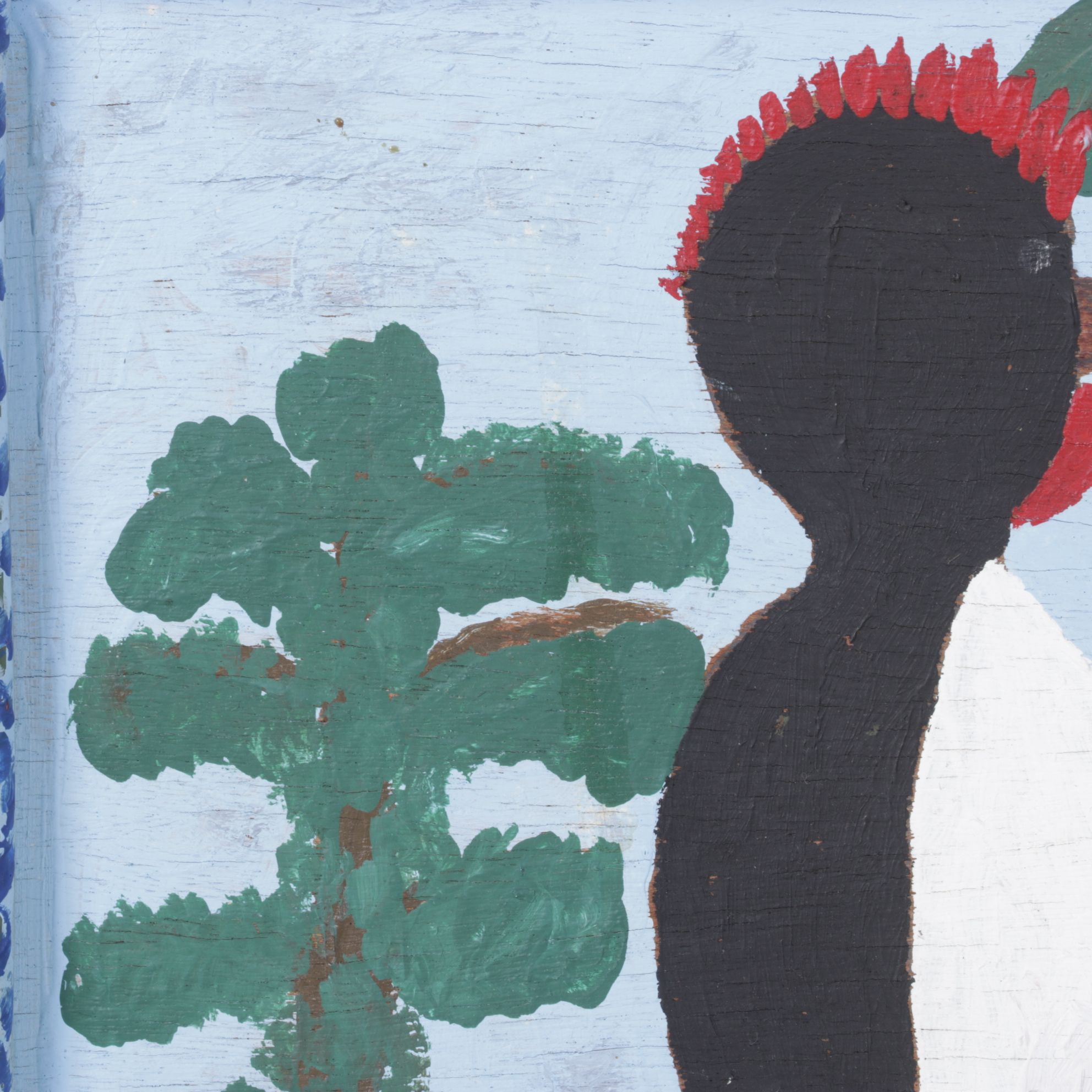 Floyd Clark Contemporary Folk Art Acrylic Painting of a Scavenging Woodpecker