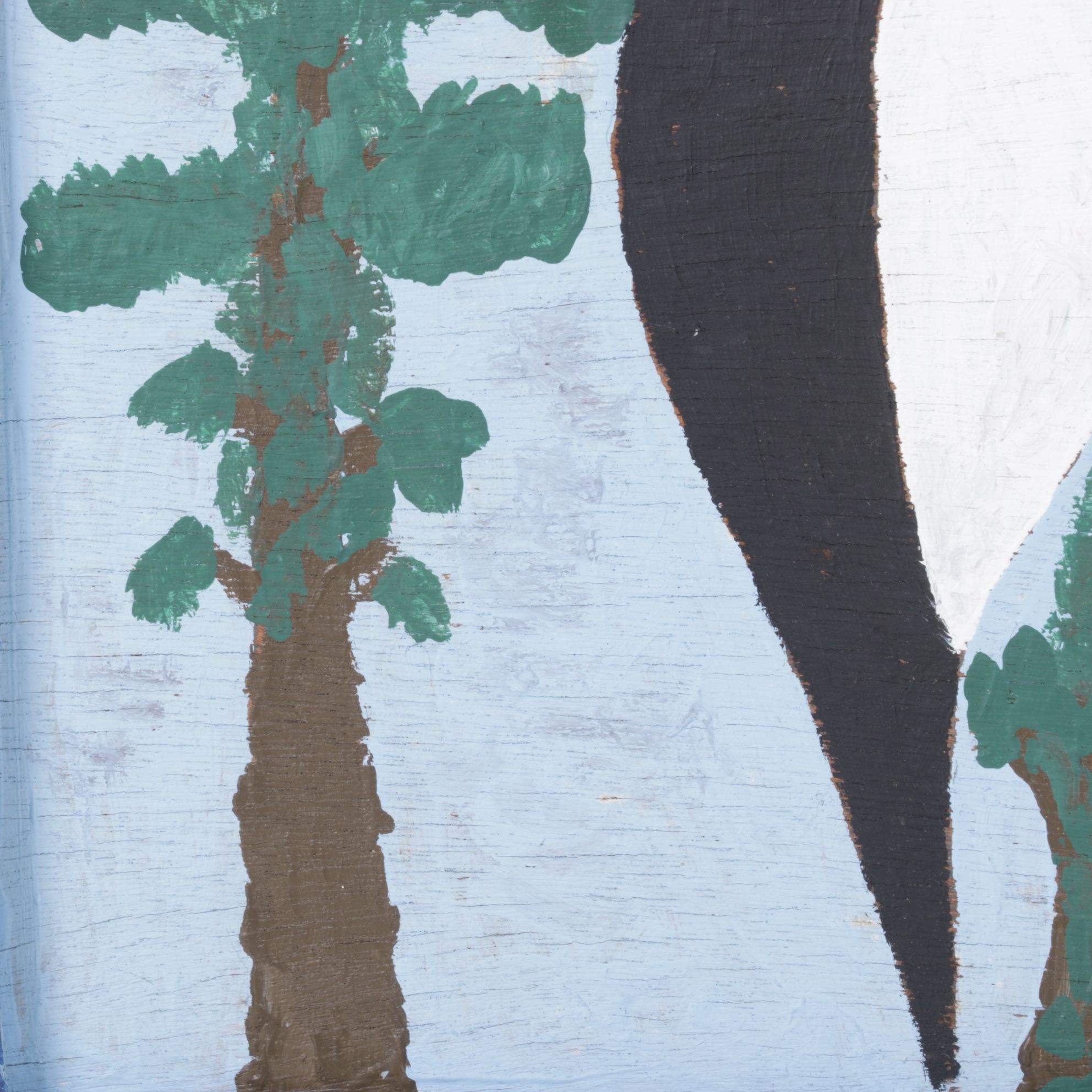 Floyd Clark Contemporary Folk Art Acrylic Painting of a Scavenging Woodpecker