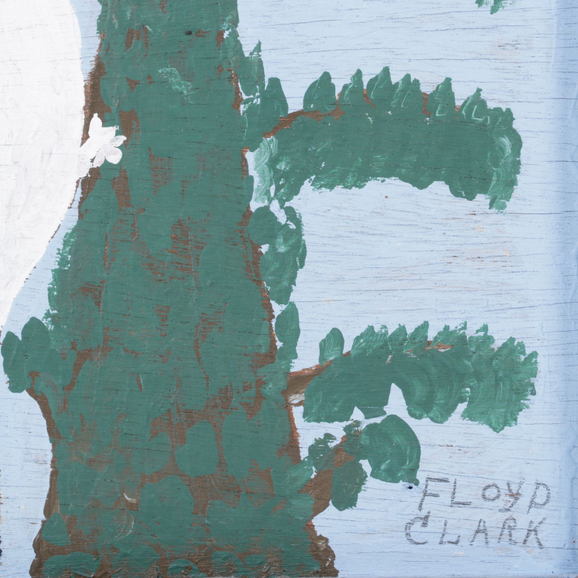 Floyd Clark Contemporary Folk Art Acrylic Painting of a Scavenging Woodpecker