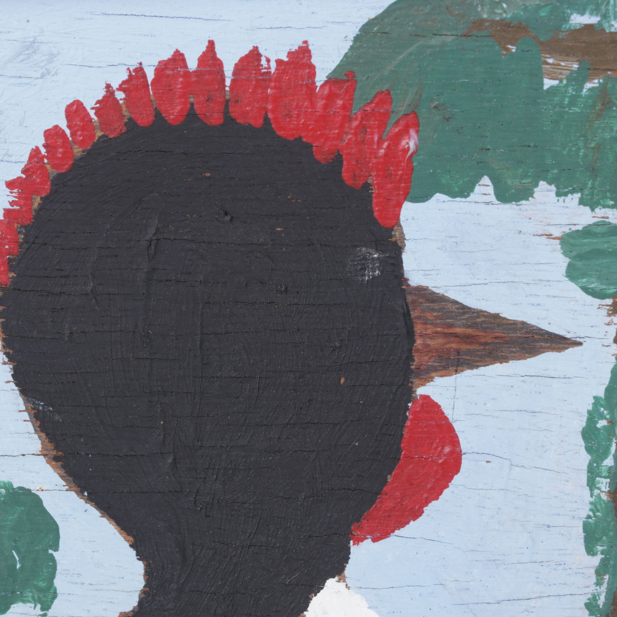 Floyd Clark Contemporary Folk Art Acrylic Painting of a Scavenging Woodpecker