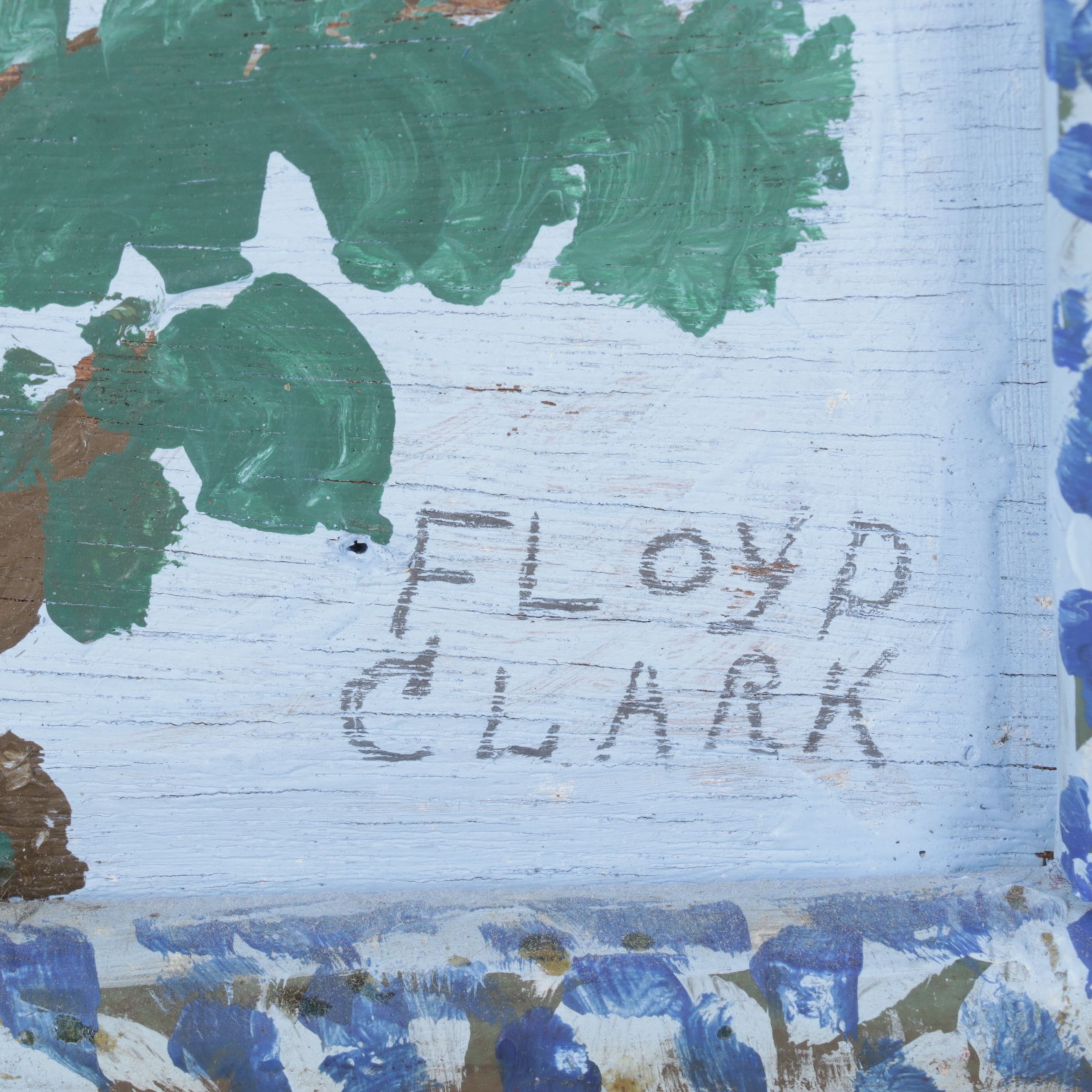 Floyd Clark Contemporary Folk Art Acrylic Painting of a Scavenging Woodpecker