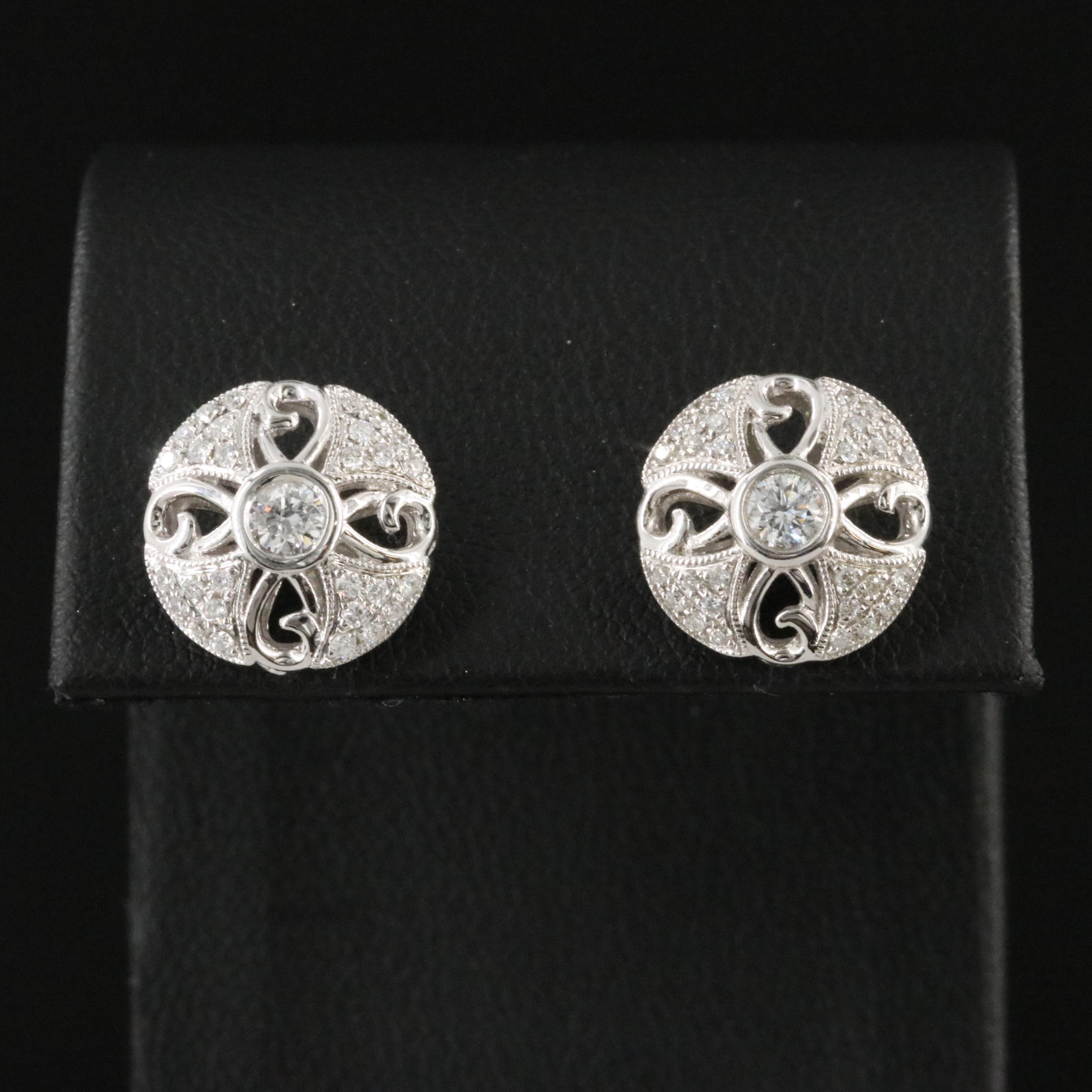 14K .050 CTW Diamond Button Earrings