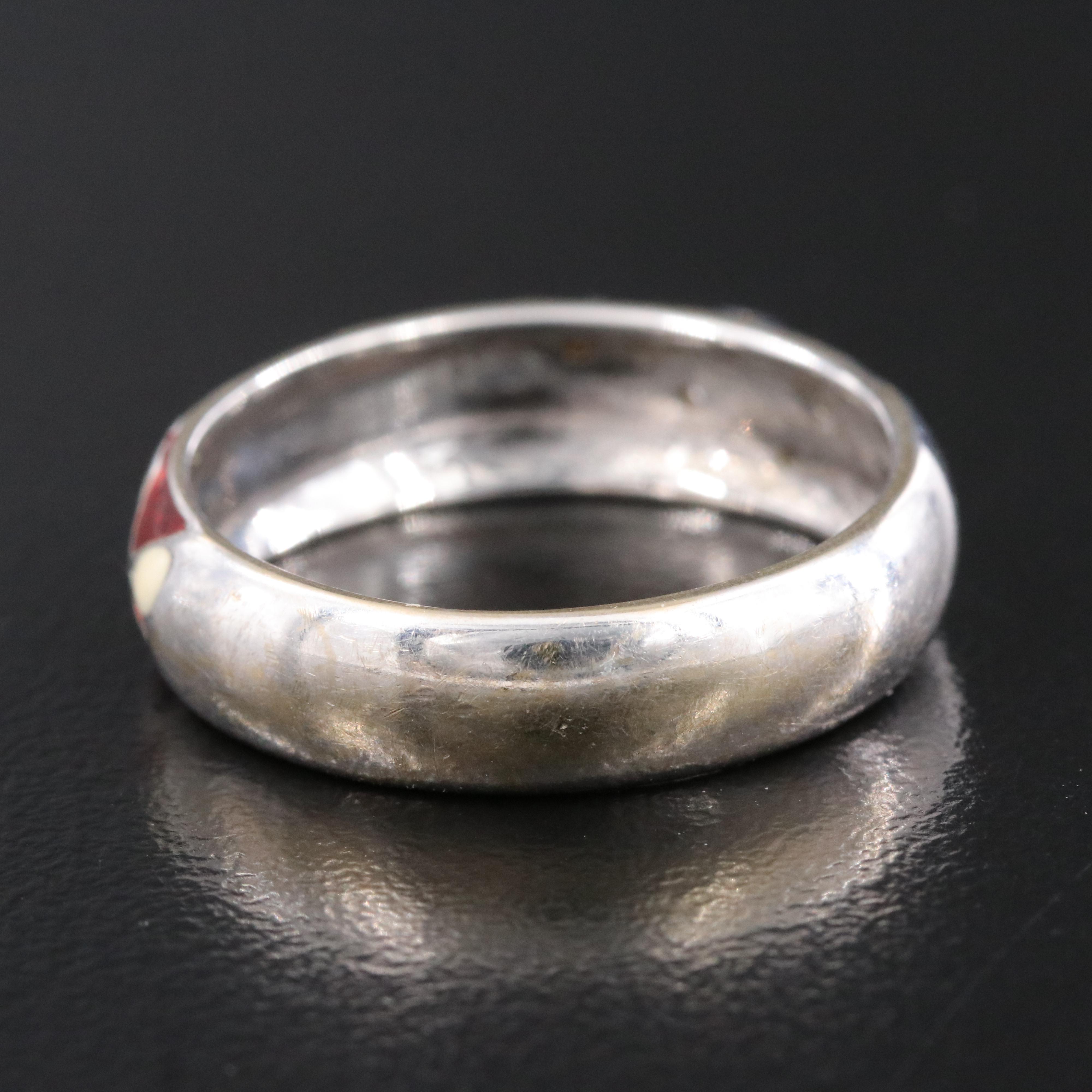 18K Diamond and Enamel Flag Ring