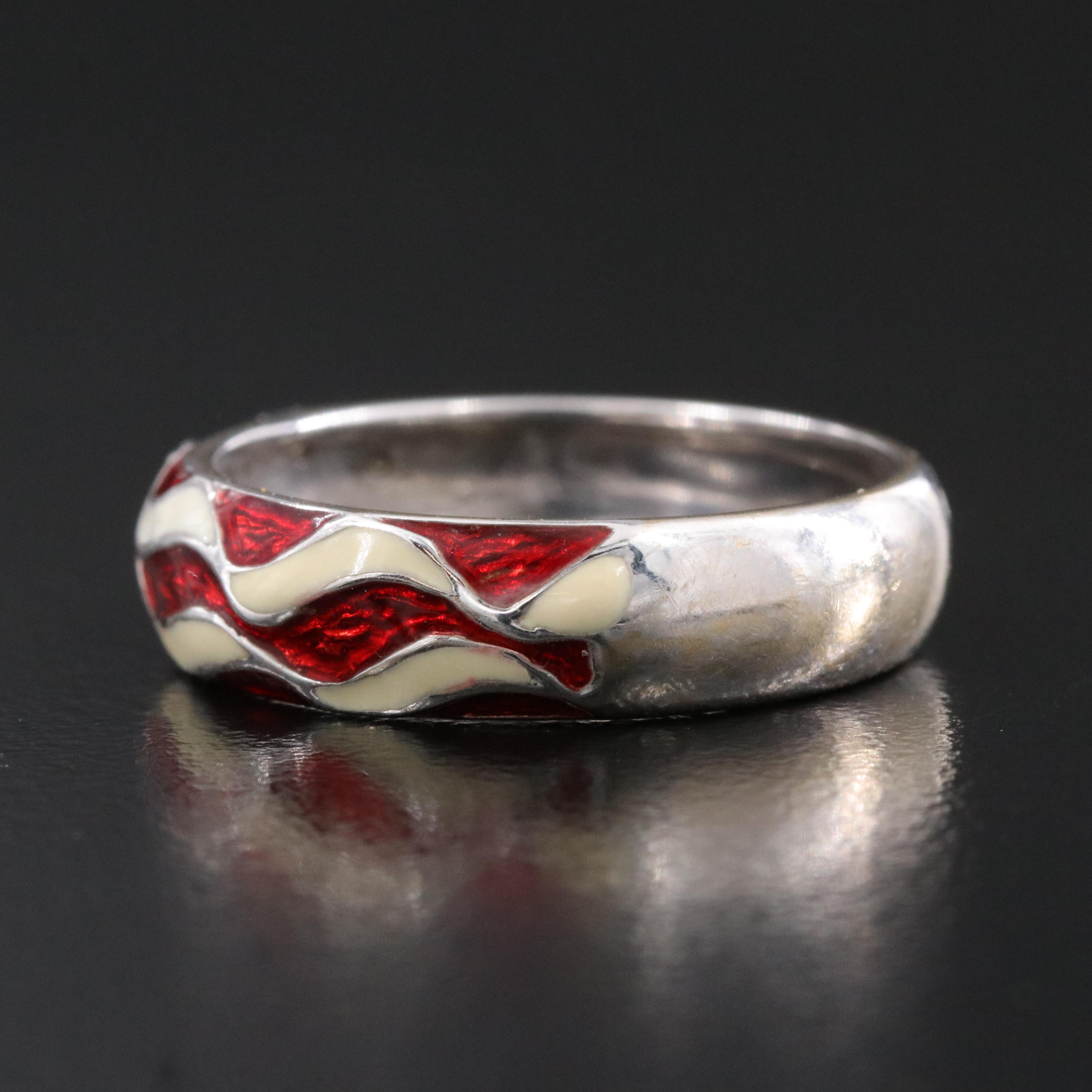 18K Diamond and Enamel Flag Ring