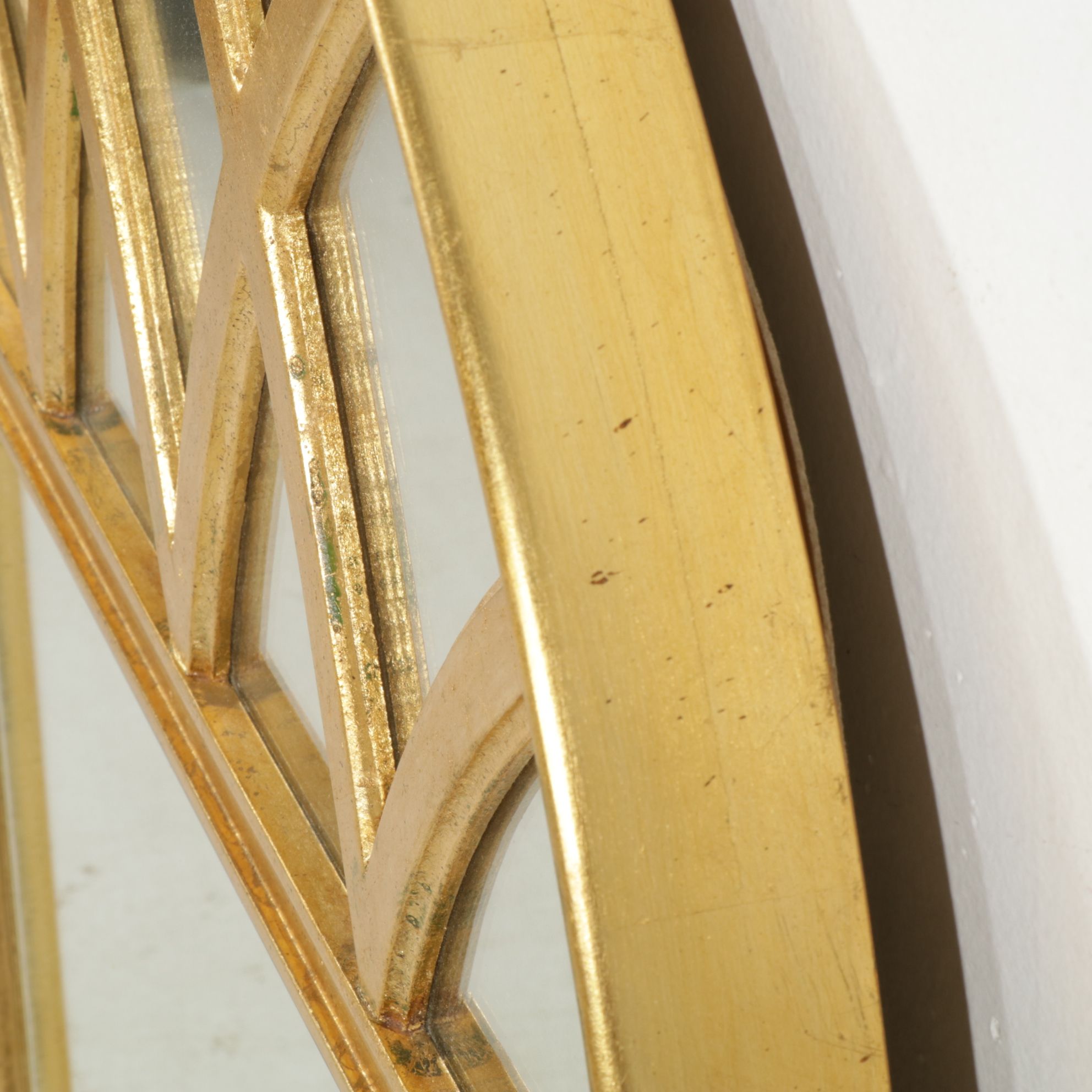 Ethan Allen Italian Palladian Style Gold-Toned Arched Wall Mirror