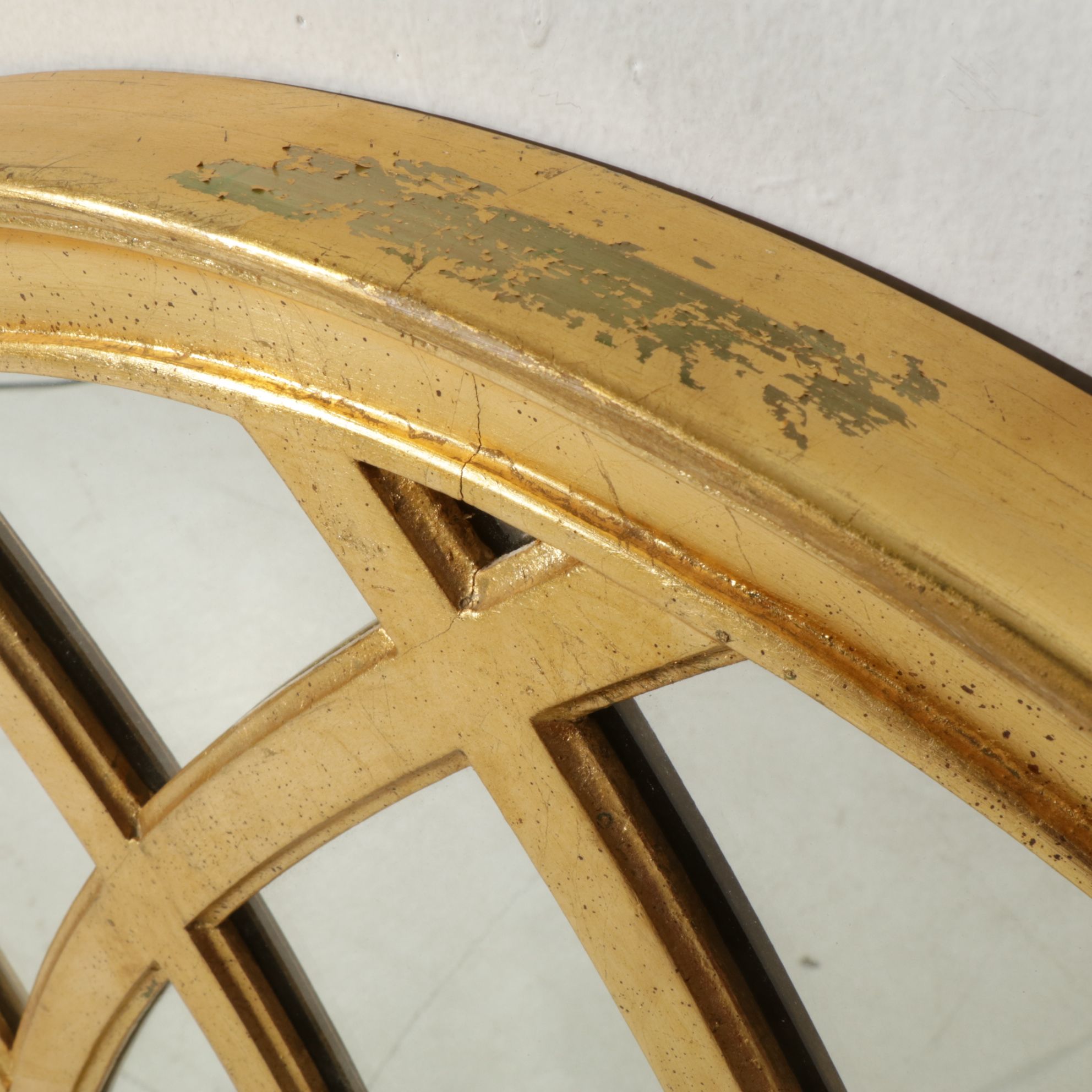 Ethan Allen Italian Palladian Style Gold-Toned Arched Wall Mirror