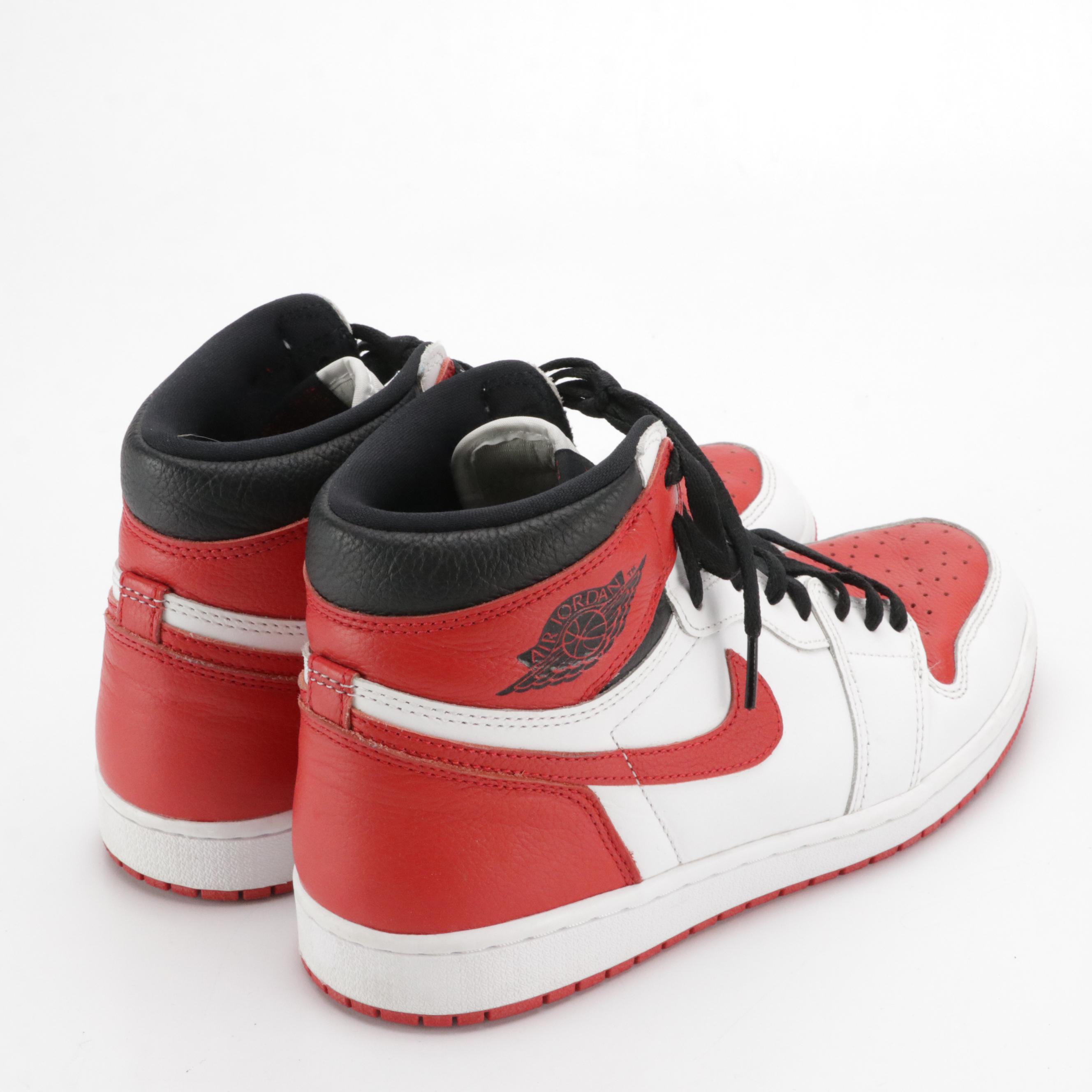 Men's Nike Air Jordan 1 Retro Mid OG Sneakers in University Red, White & Black