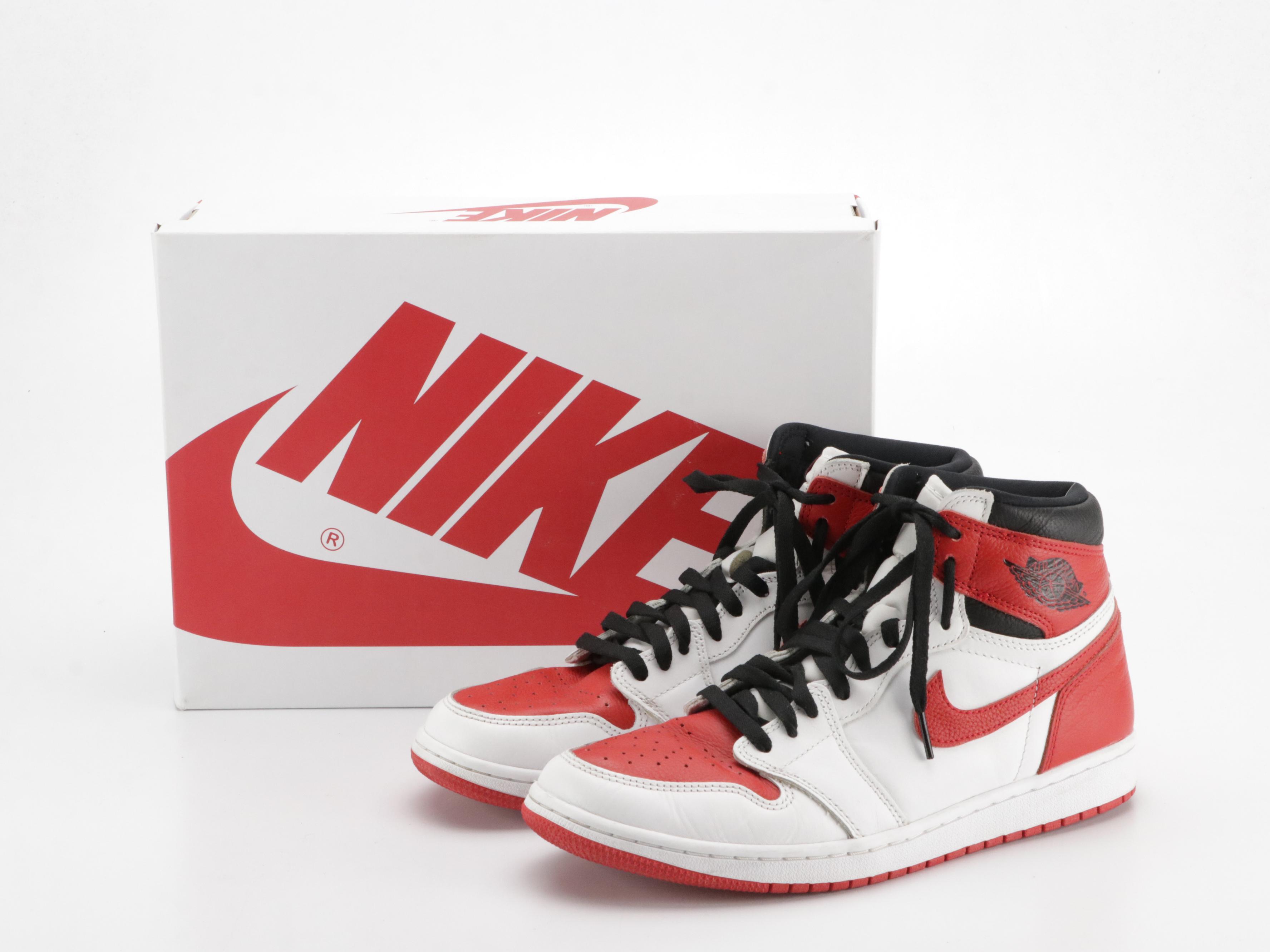 Men's Nike Air Jordan 1 Retro Mid OG Sneakers in University Red, White & Black