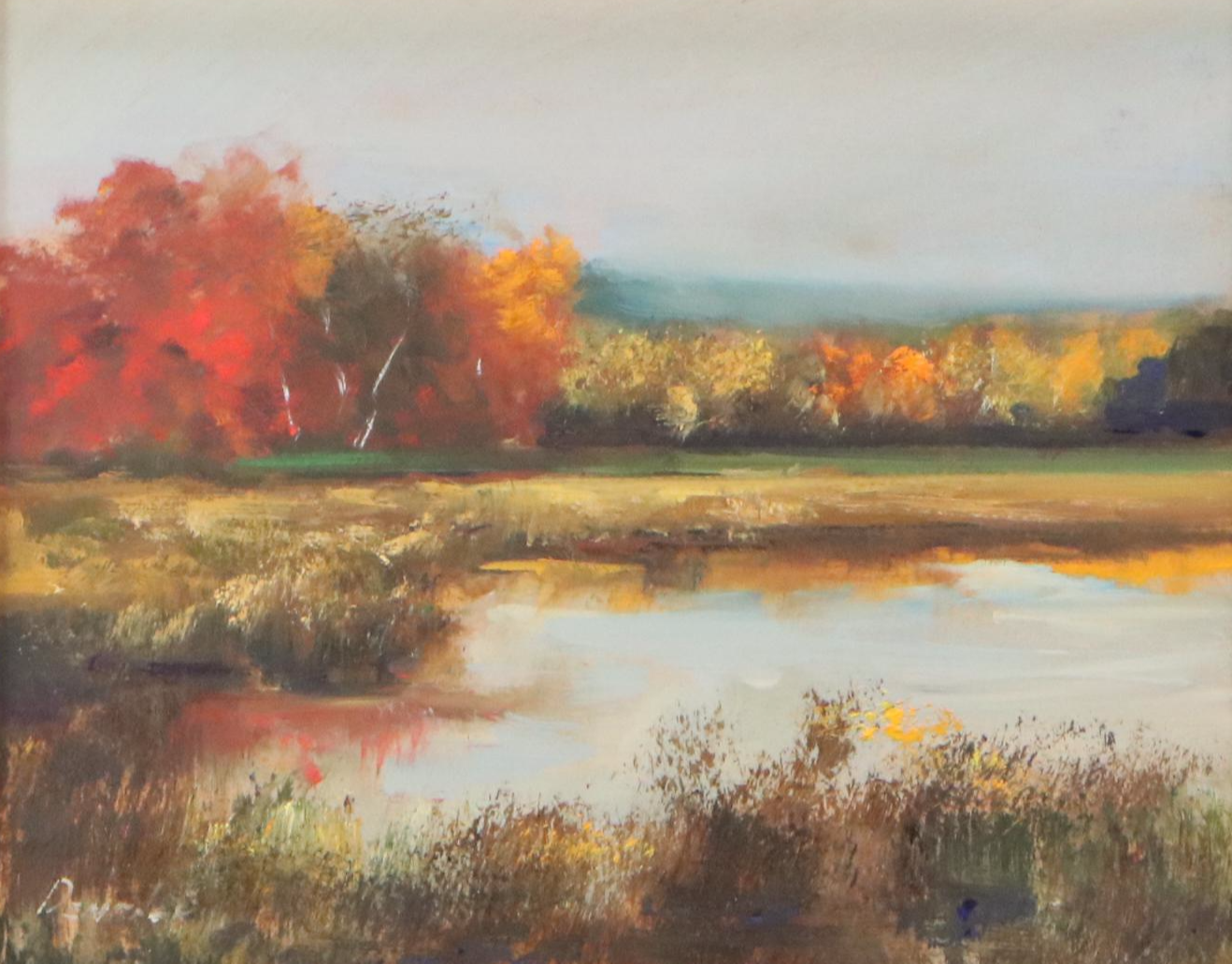 Natalie Demenko Oil Painting of Marsh Landscape, 21st Century