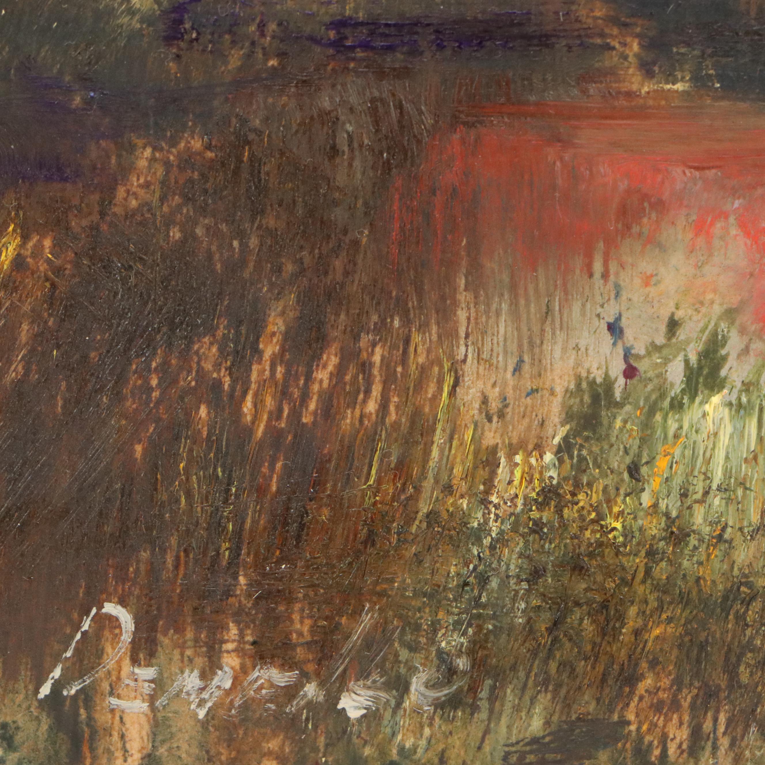 Natalie Demenko Oil Painting of Marsh Landscape, 21st Century