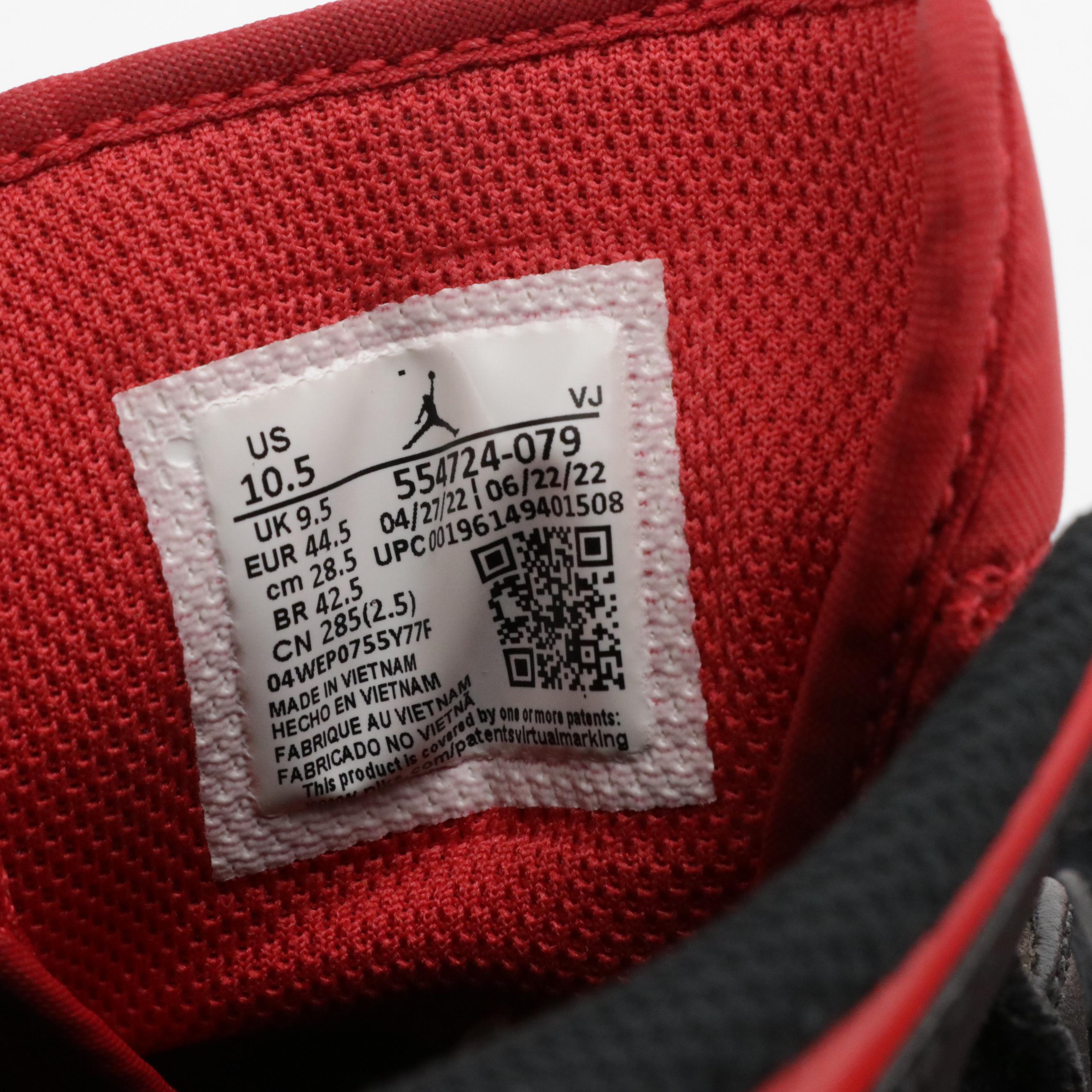 Men's Air Jordan 1 Mid-Rise Sneakers in Black, Fire Red and White with Box