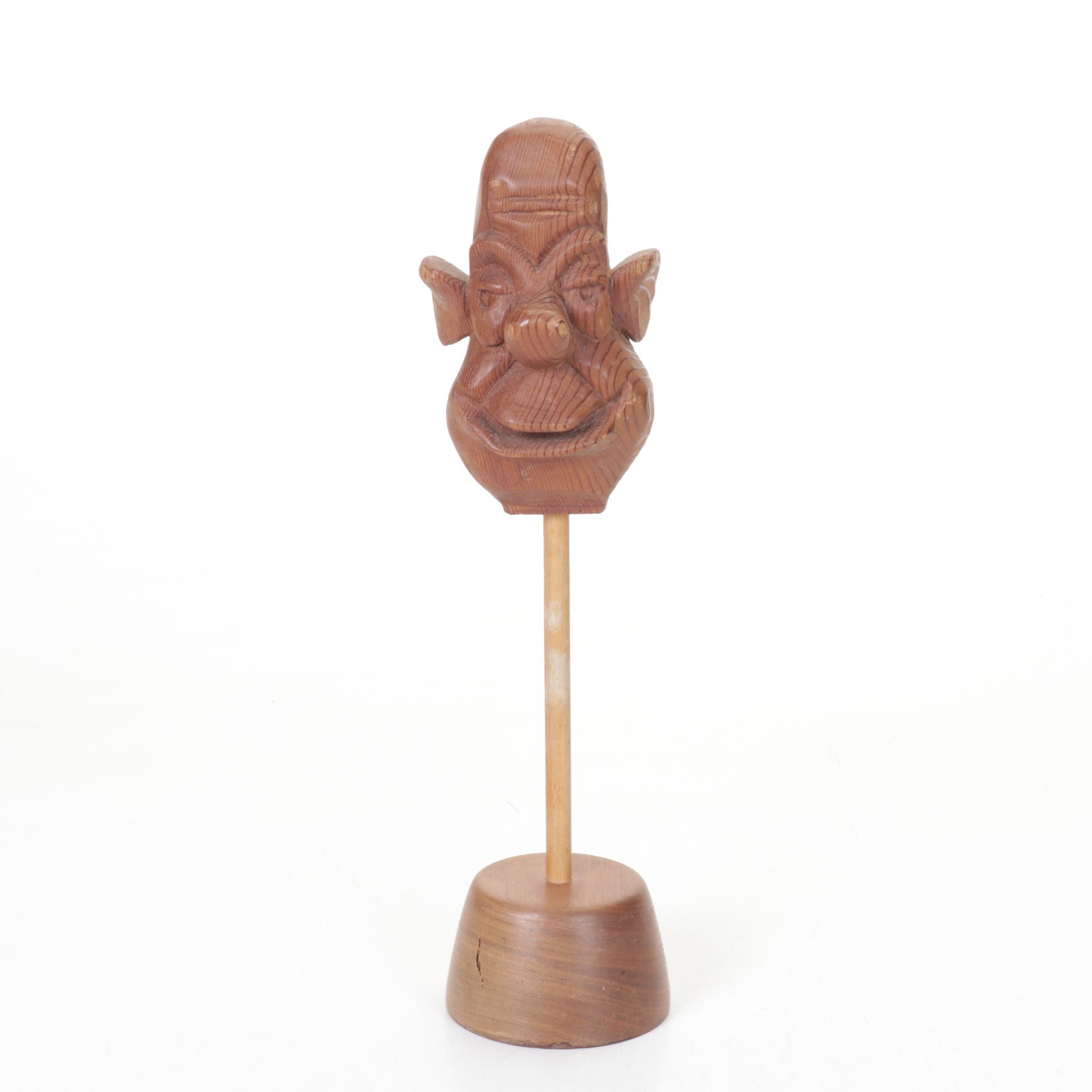 Carved Wood Caricature Bust