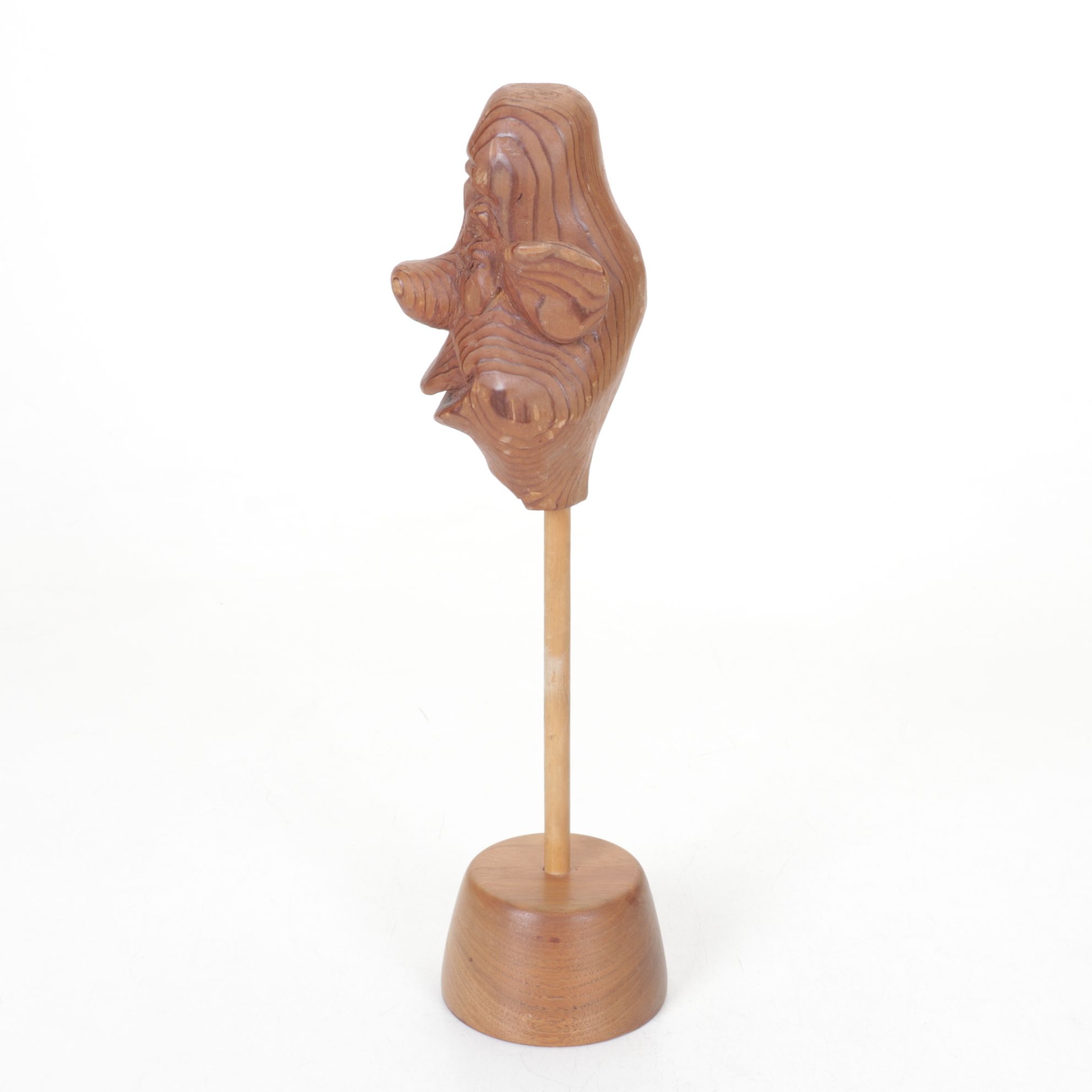 Carved Wood Caricature Bust
