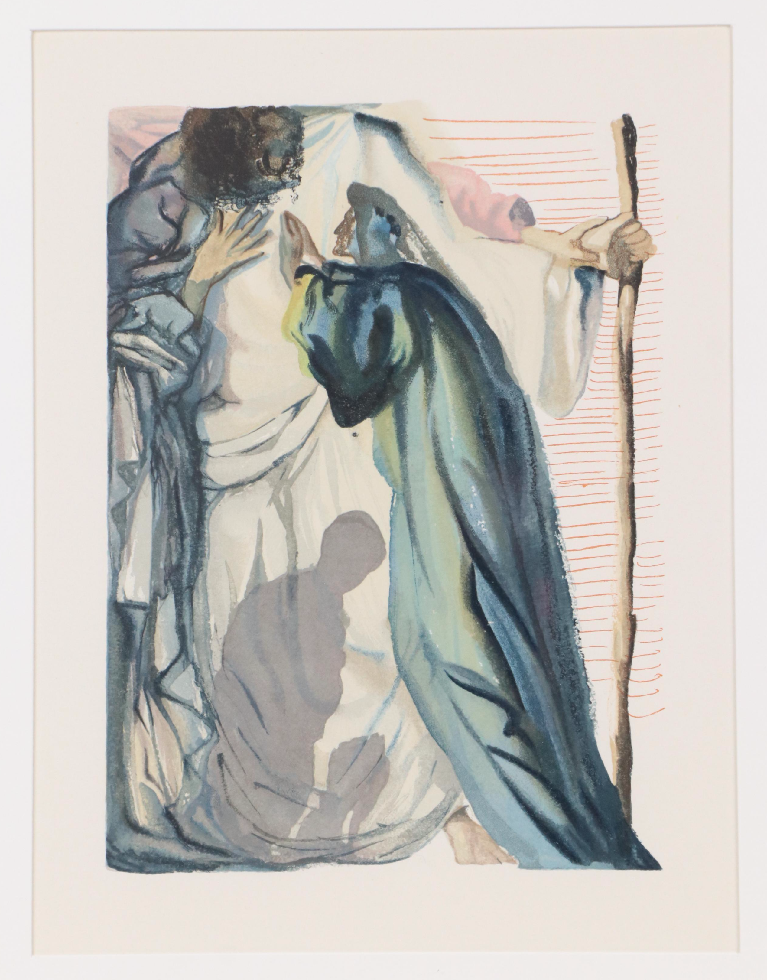 Salvador Dali Wood Engraving "Un esprit interroge Dante," 1960–1964